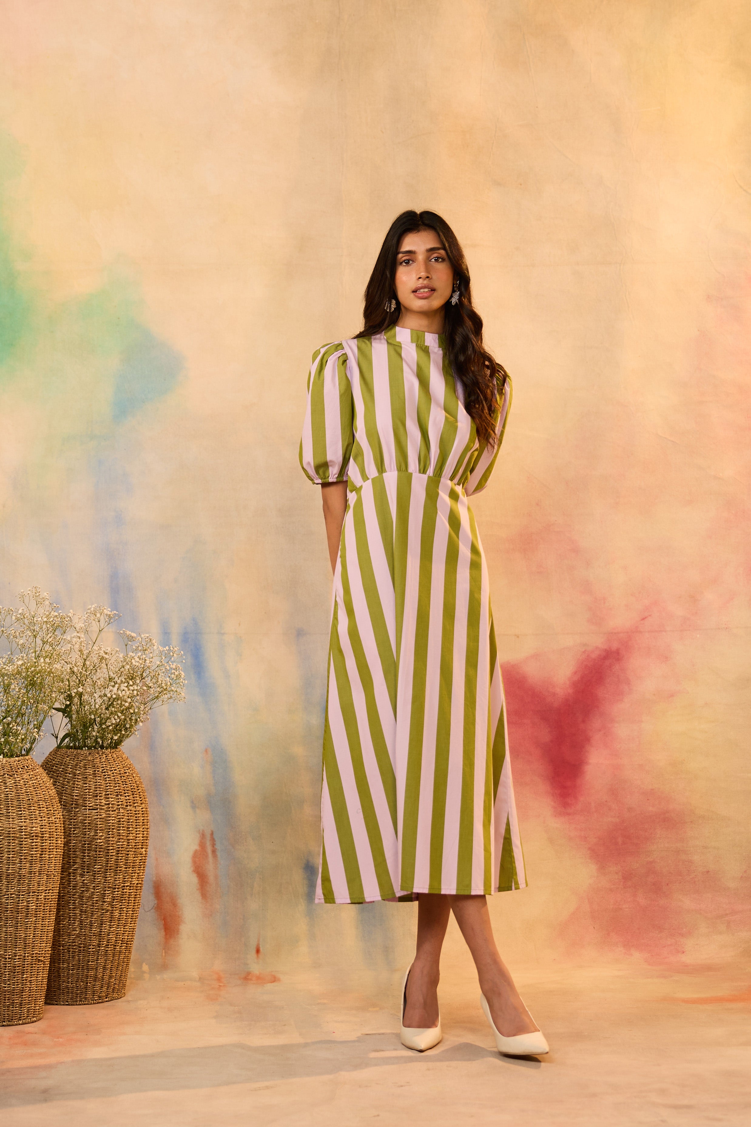Nooris Striped Midi Dress