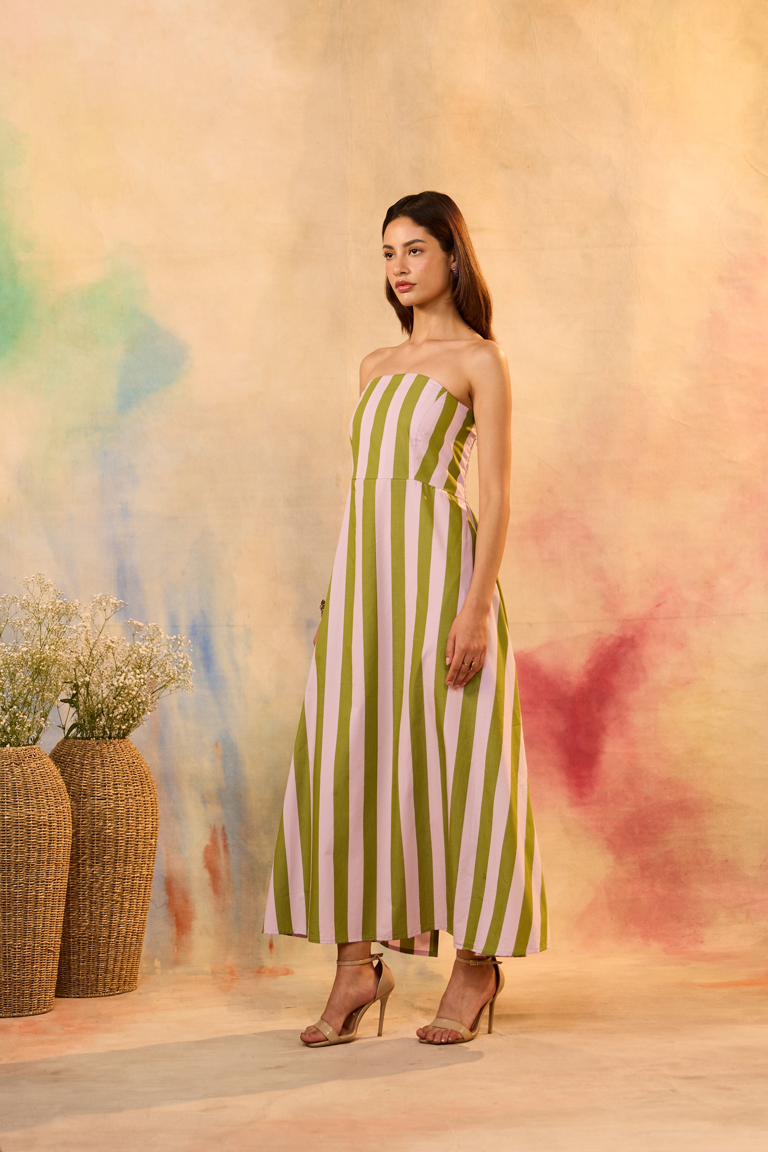 Celia Striped Off Shoulder Dress