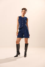 Cora Denim Top with Shorts
