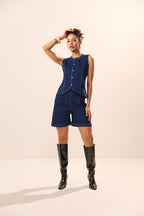 Cora Denim Top with Shorts