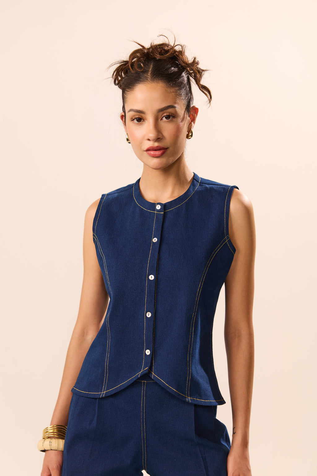 Cora Denim Top with Shorts