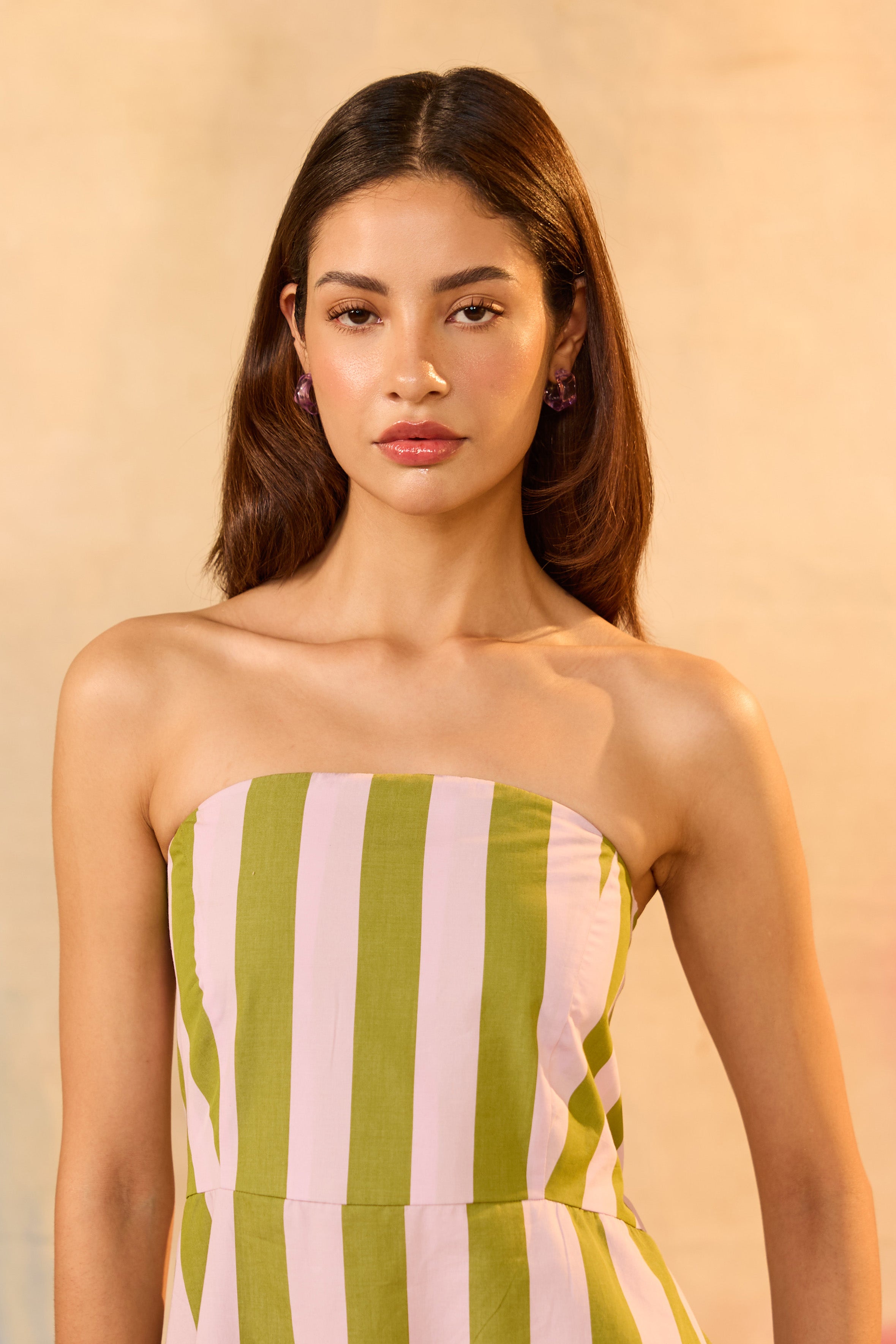 Celia Striped Off Shoulder Dress