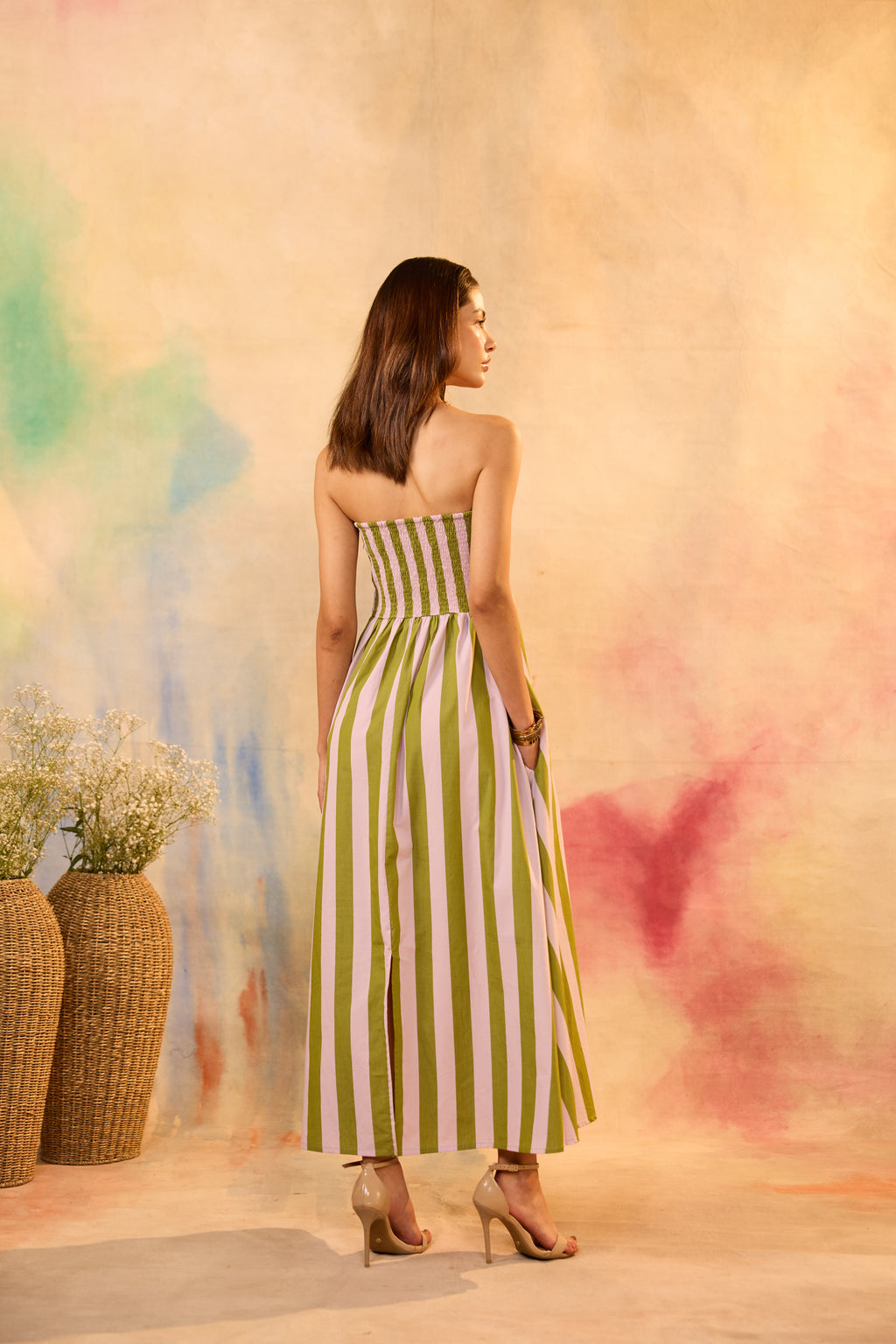 Celia Striped Off Shoulder Dress