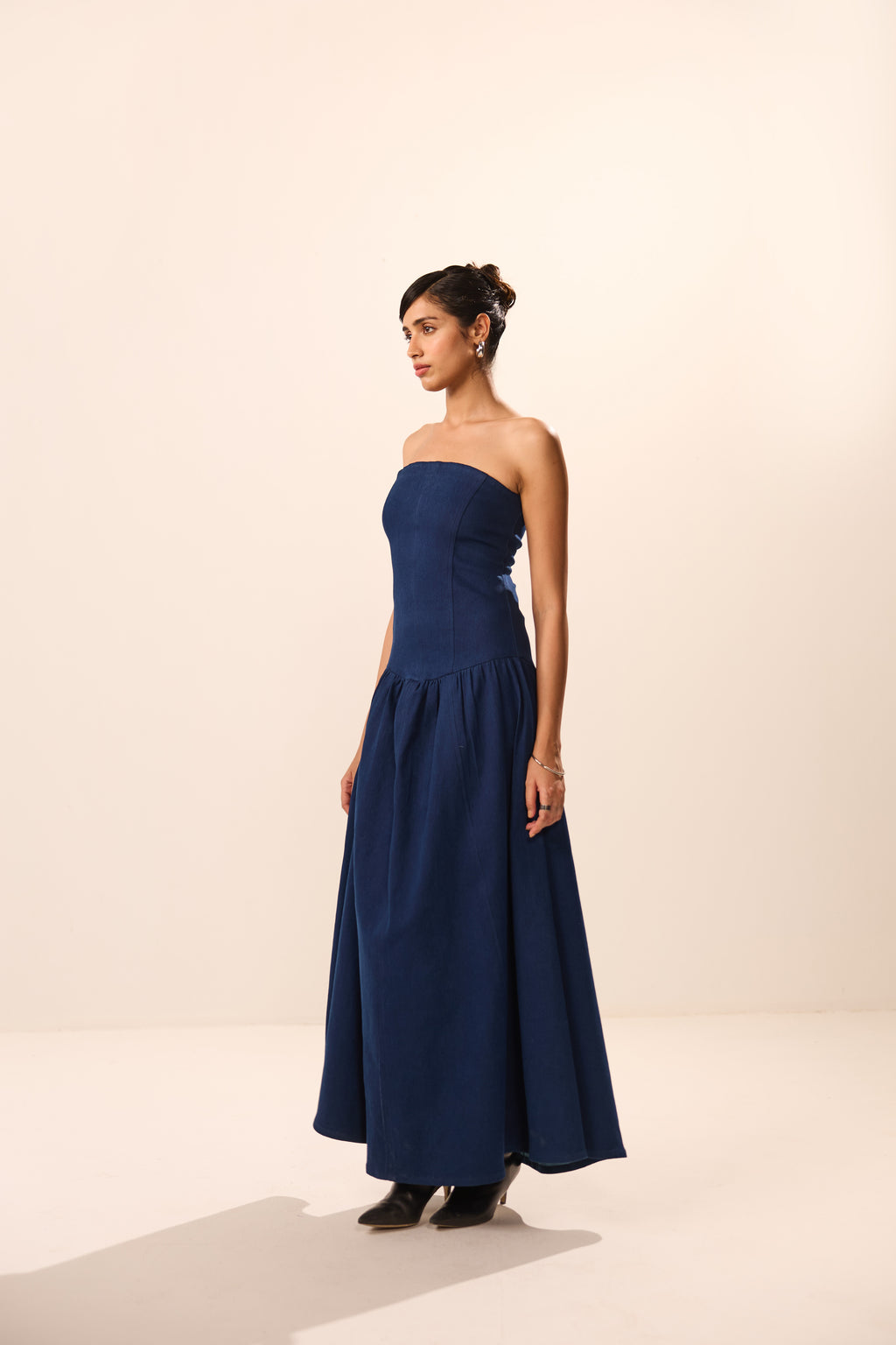 Cassie Denim Off Shoulder Maxi Dress