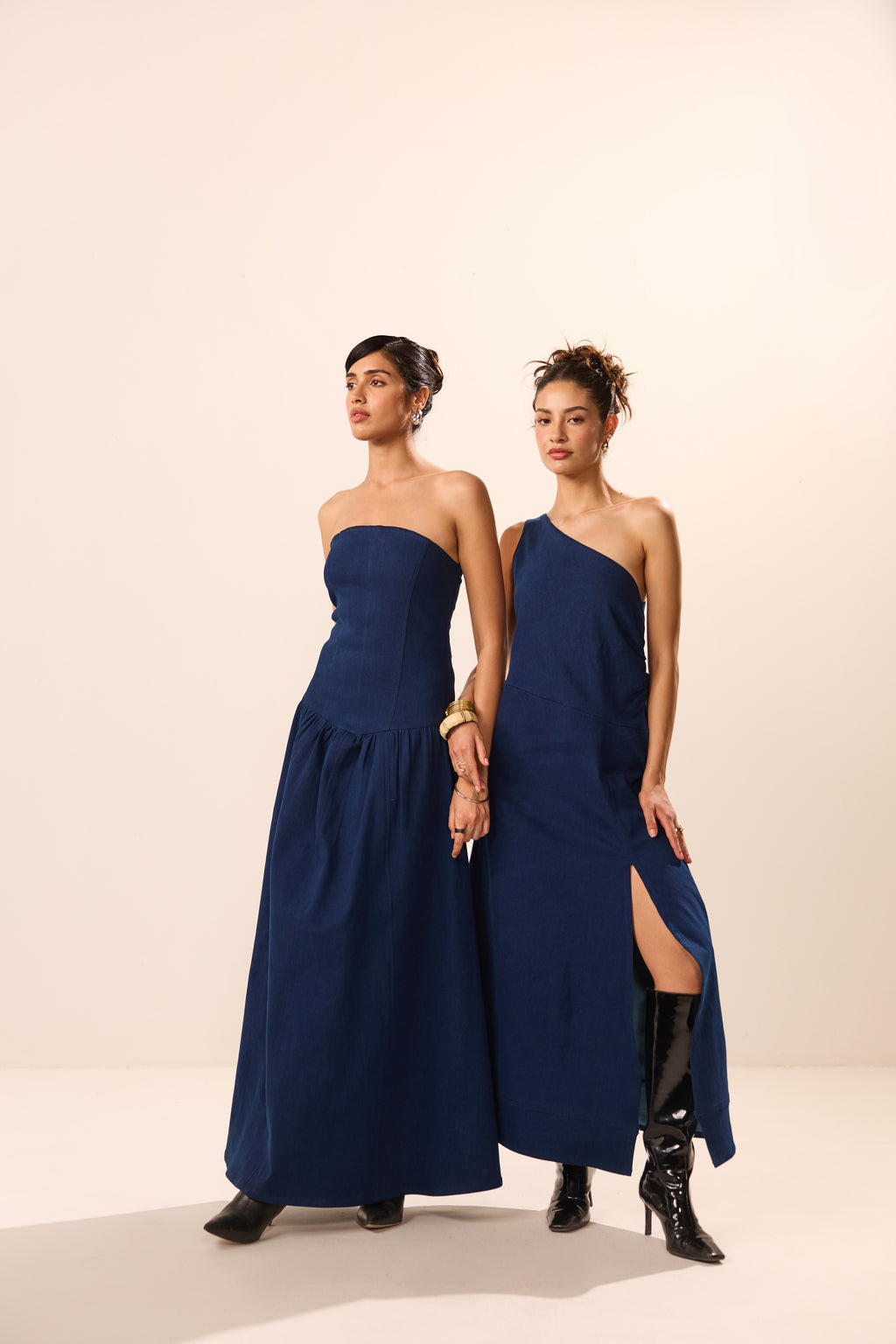 Cassie Denim Off Shoulder Maxi Dress