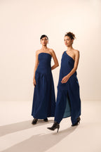 Cassie Denim Off Shoulder Maxi Dress