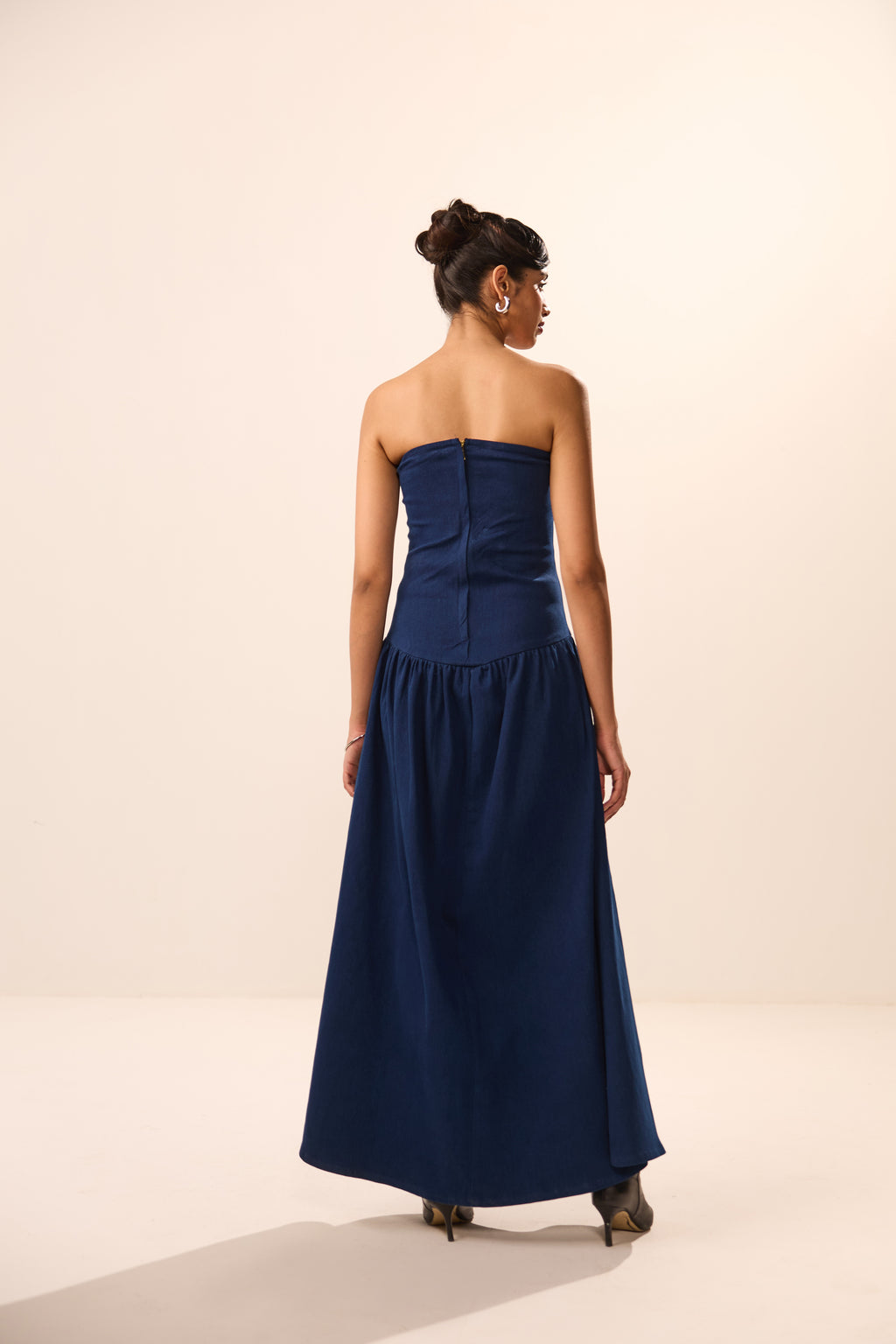 Cassie Denim Off Shoulder Maxi Dress