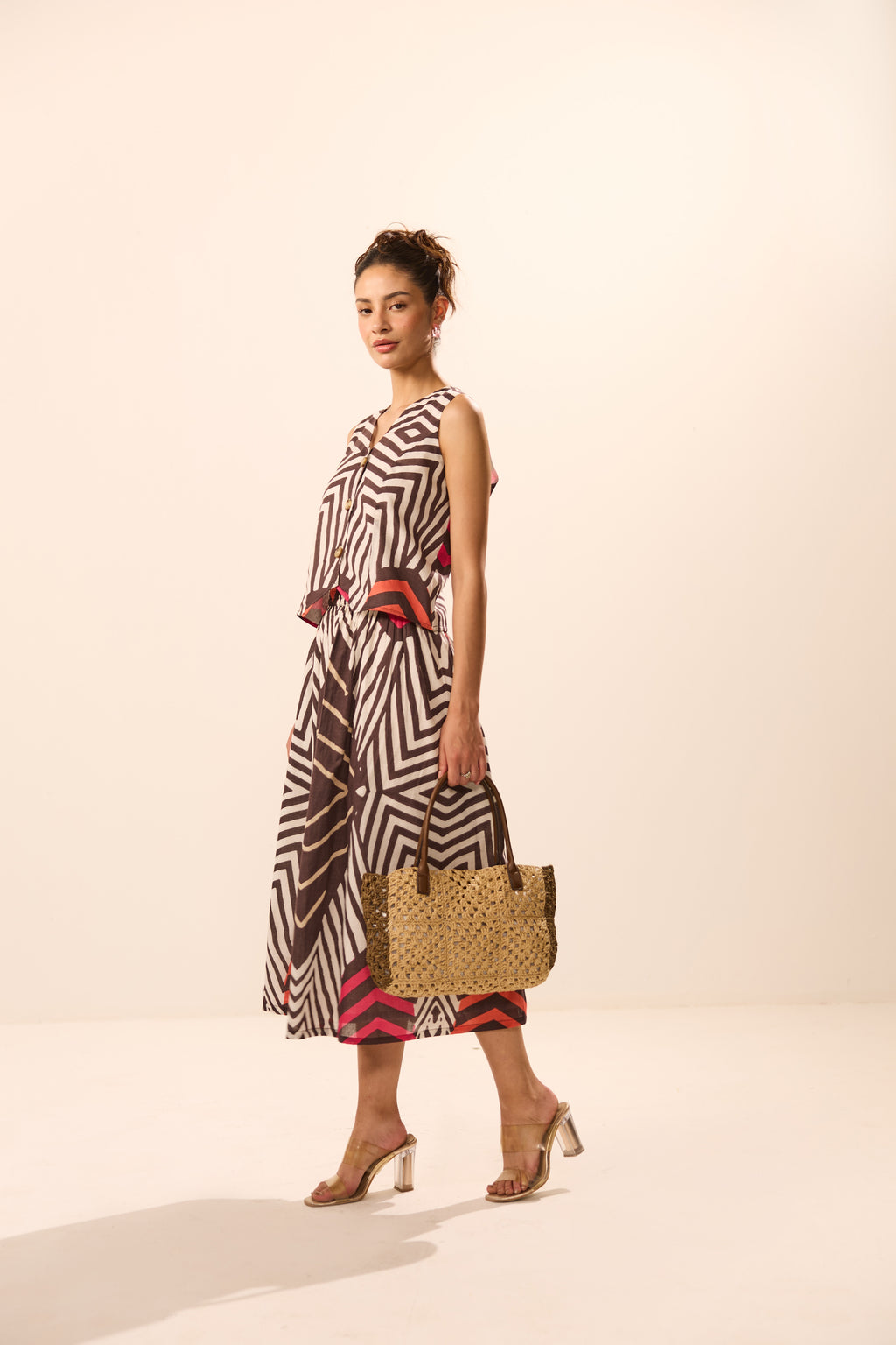 Cosette Button Front Top with Skirt
