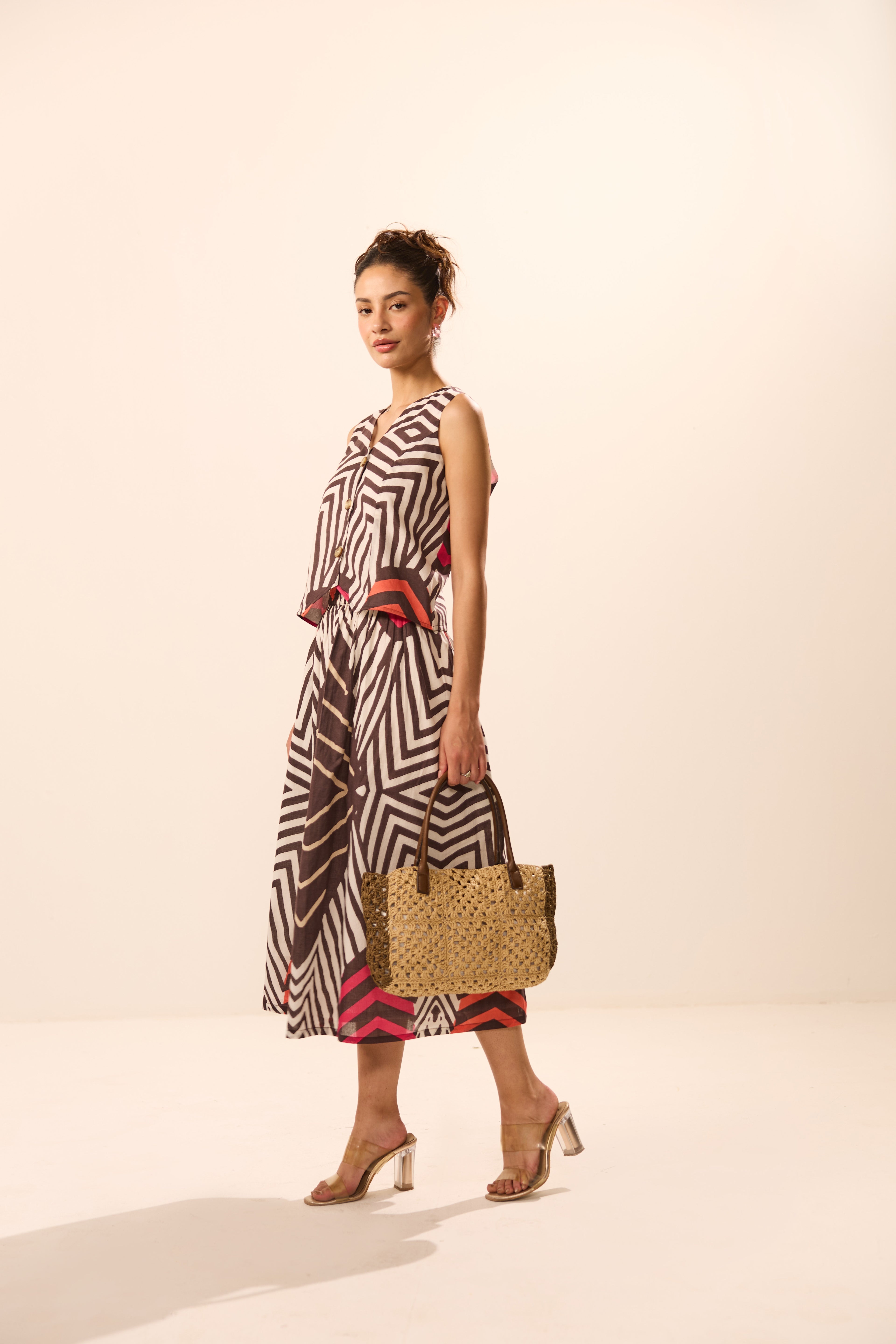 Cosette Button Front Top with Skirt