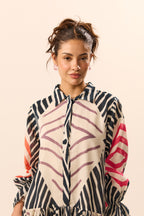 Vienna Collar Flared Geometric Mini Dress