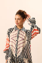 Vienna Collar Flared Geometric Mini Dress