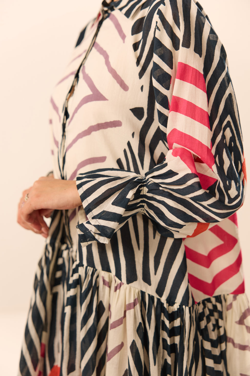 Vienna Collar Flared Geometric Mini Dress