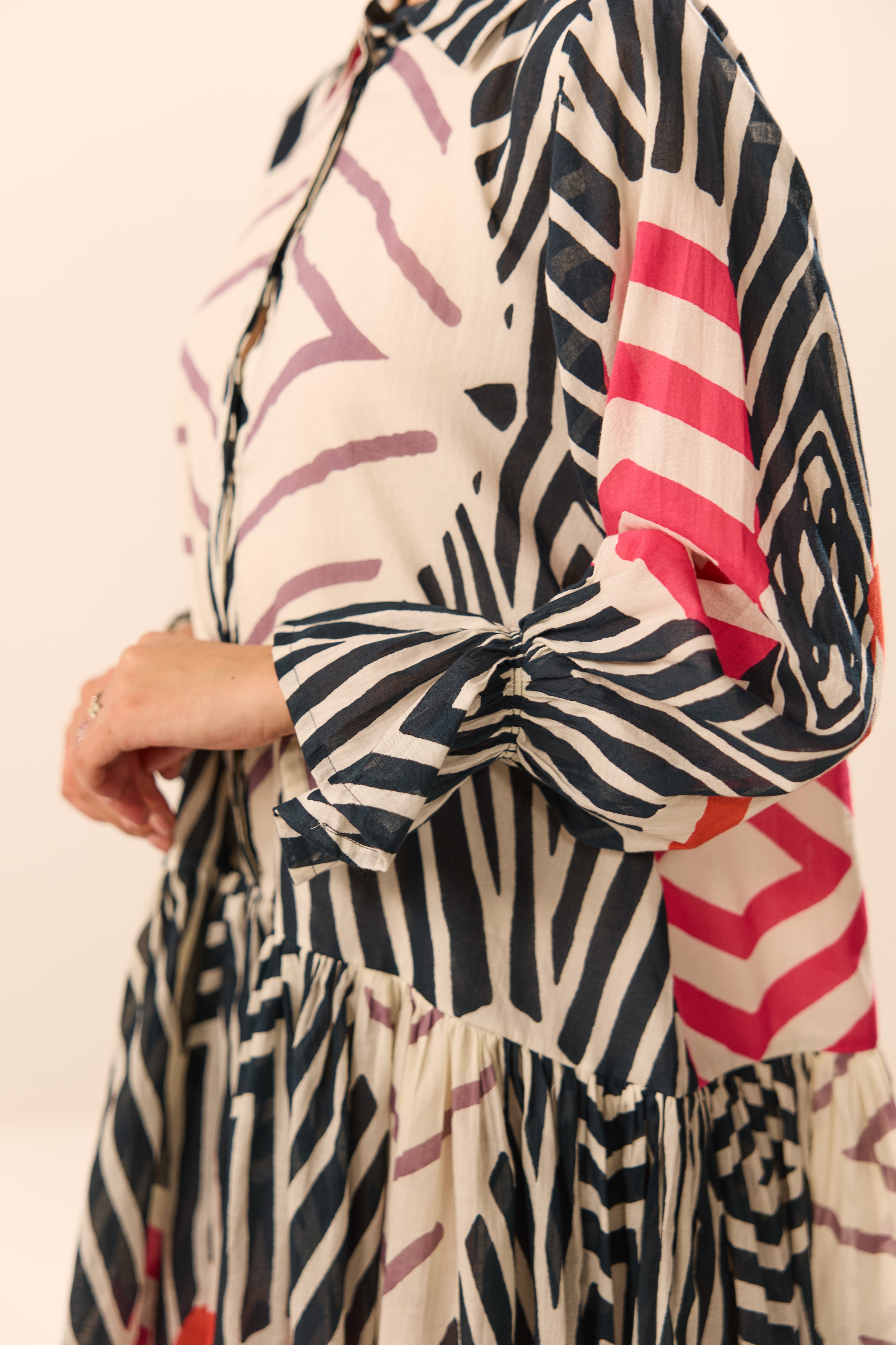 Vienna Collar Flared Geometric Mini Dress