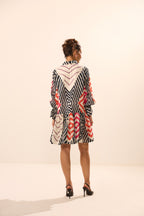 Vienna Collar Flared Geometric Mini Dress