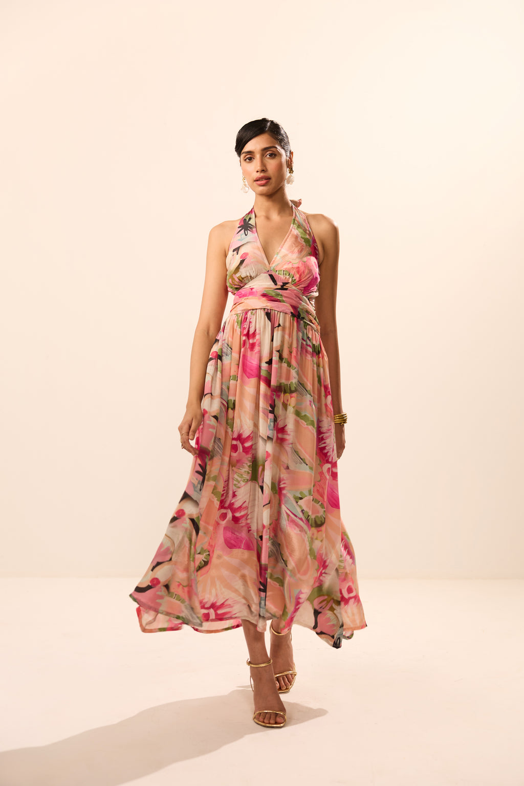 Gabrielle Halter Tie Knot Dress