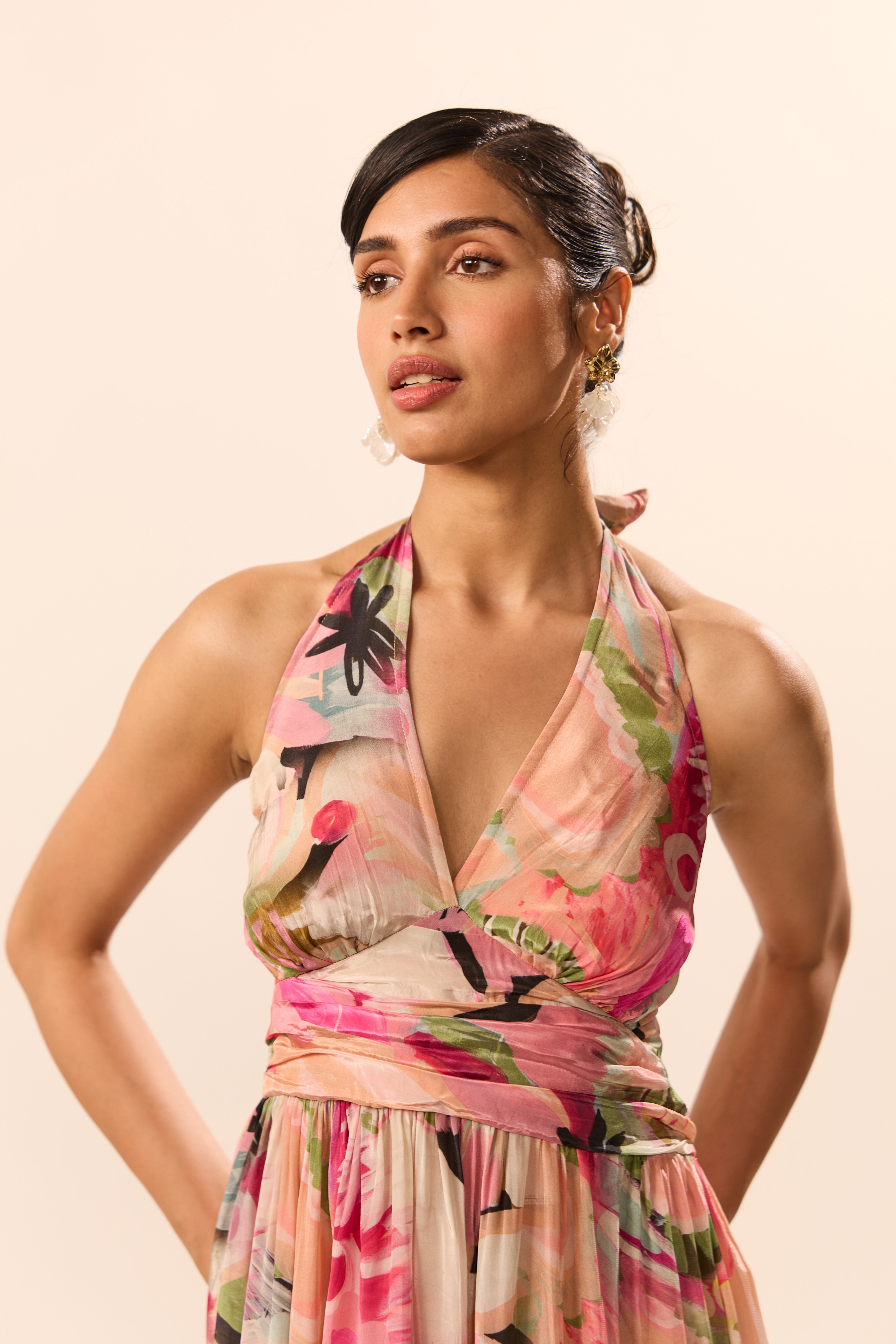 Gabrielle Halter Tie Knot Dress
