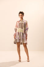 Petra Collar Flared Geometric Mini Dress