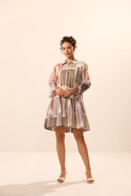 Petra Collar Flared Geometric Mini Dress