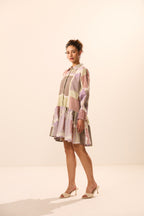 Petra Collar Flared Geometric Mini Dress