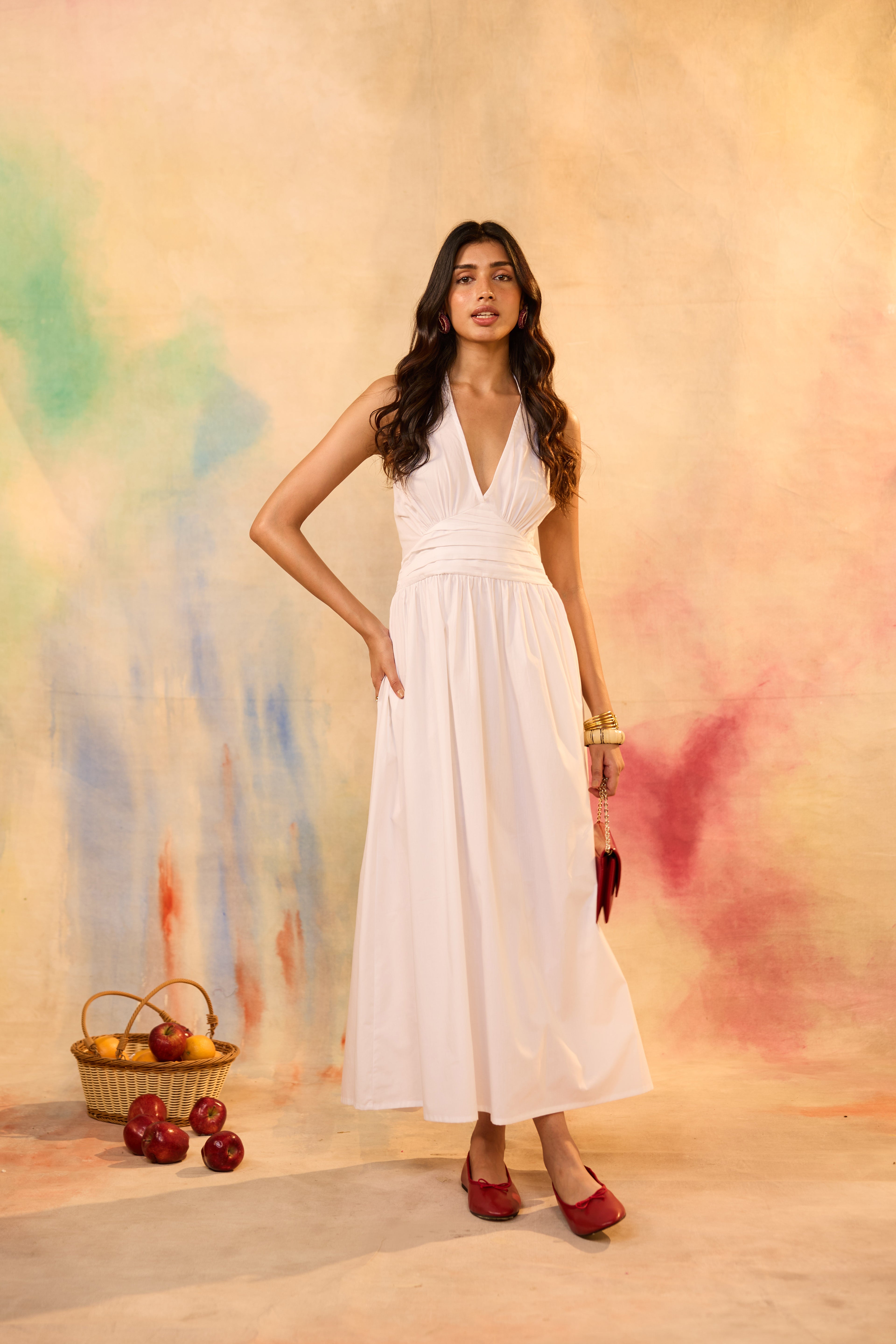 Iris White Halter Tie Knot Dress
