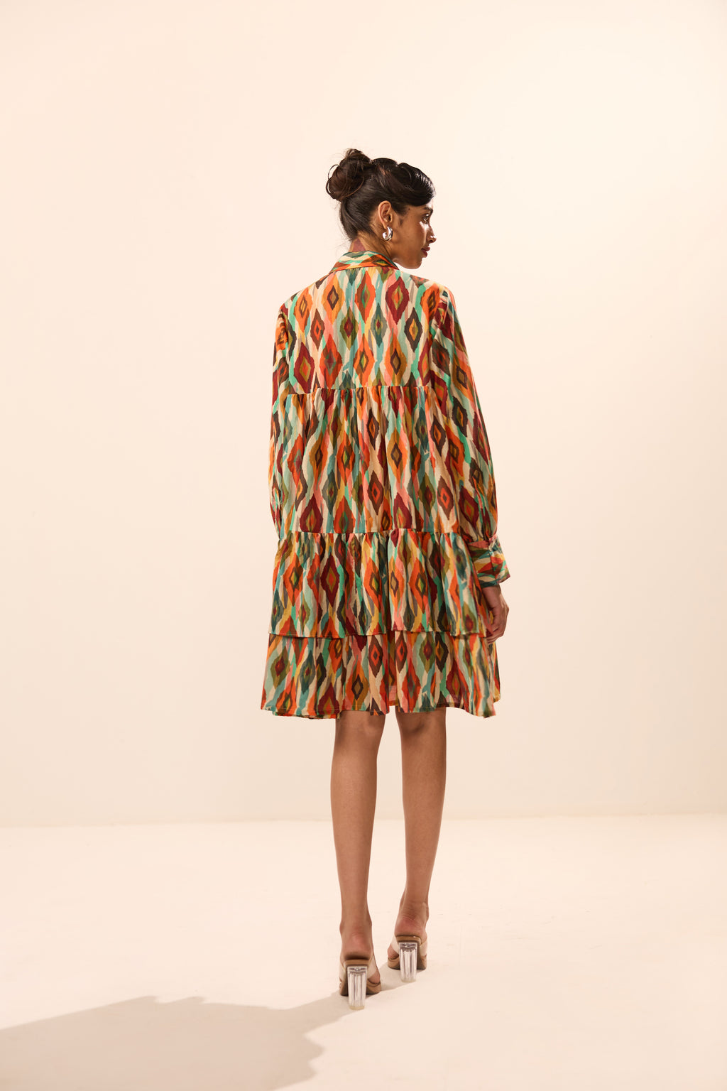 Julia Collar Double Tier Ikat Mini Dress