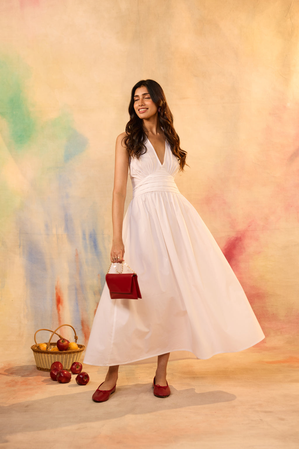 Iris White Halter Tie Knot Dress