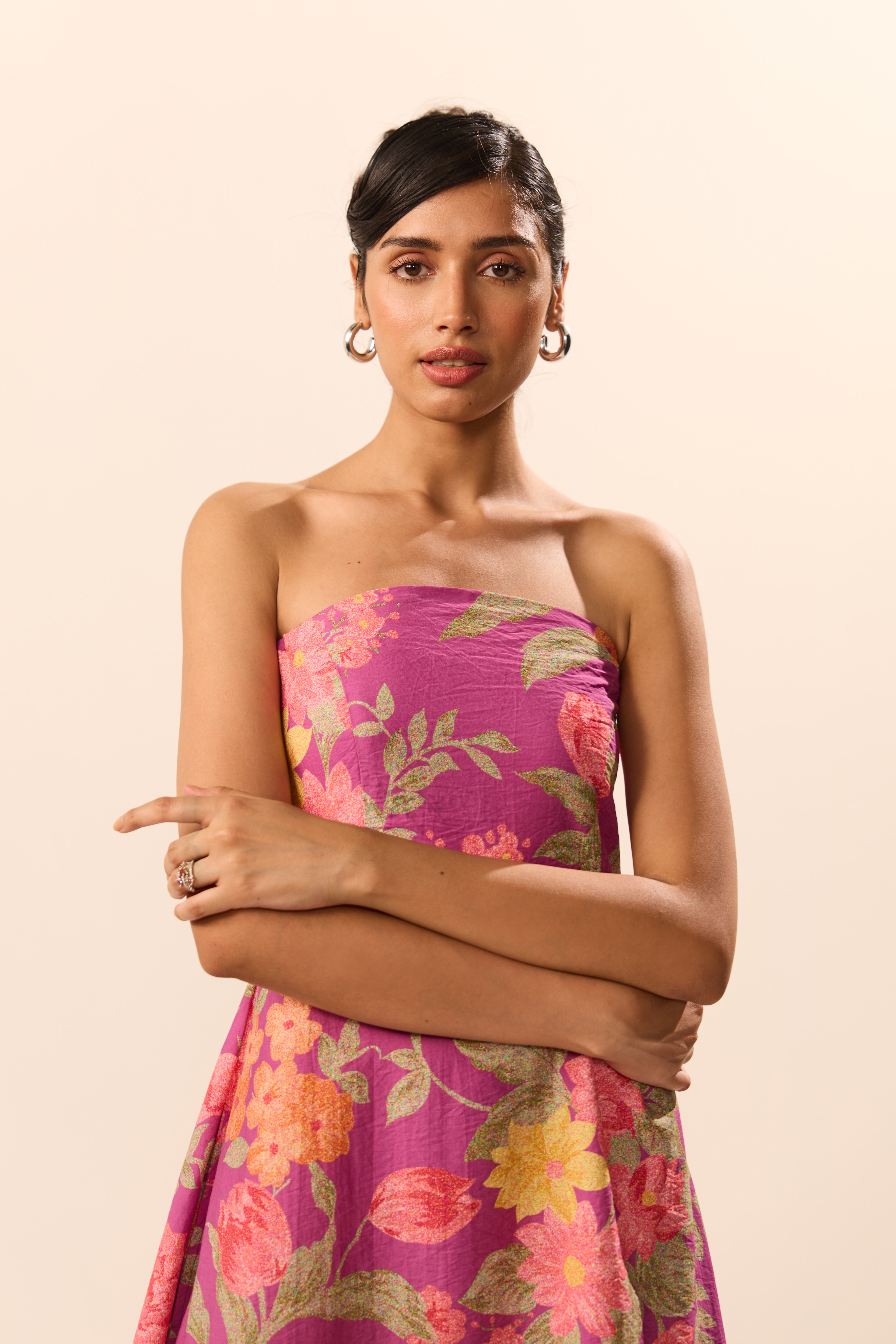 Miranda Purple Floral Off Shoulder Dress