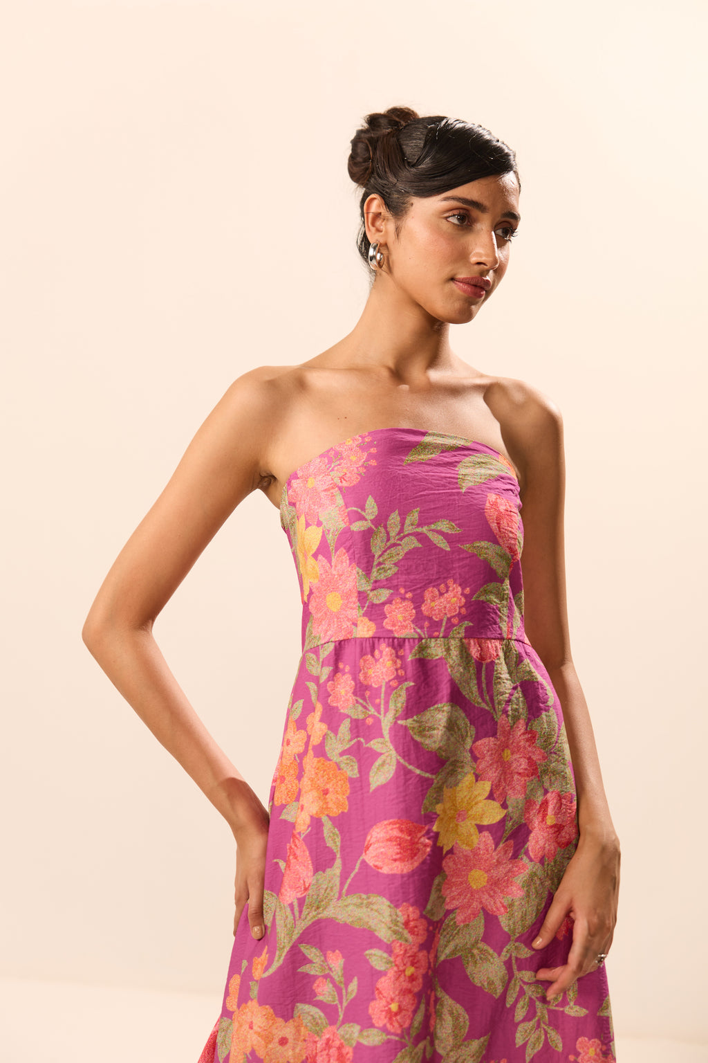 Miranda Purple Floral Off Shoulder Dress