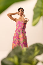 Miranda Purple Floral Off Shoulder Dress