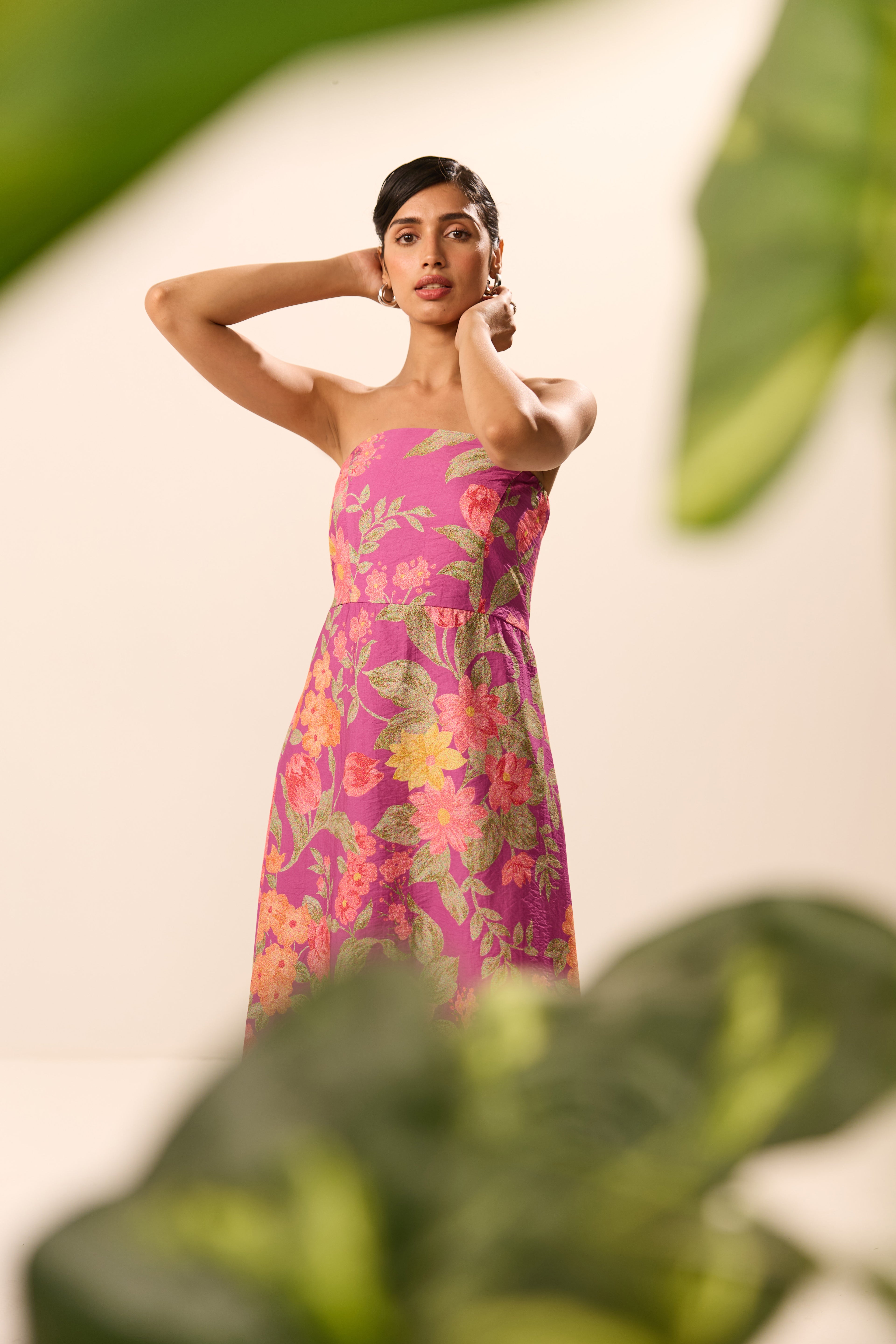 Miranda Purple Floral Off Shoulder Dress