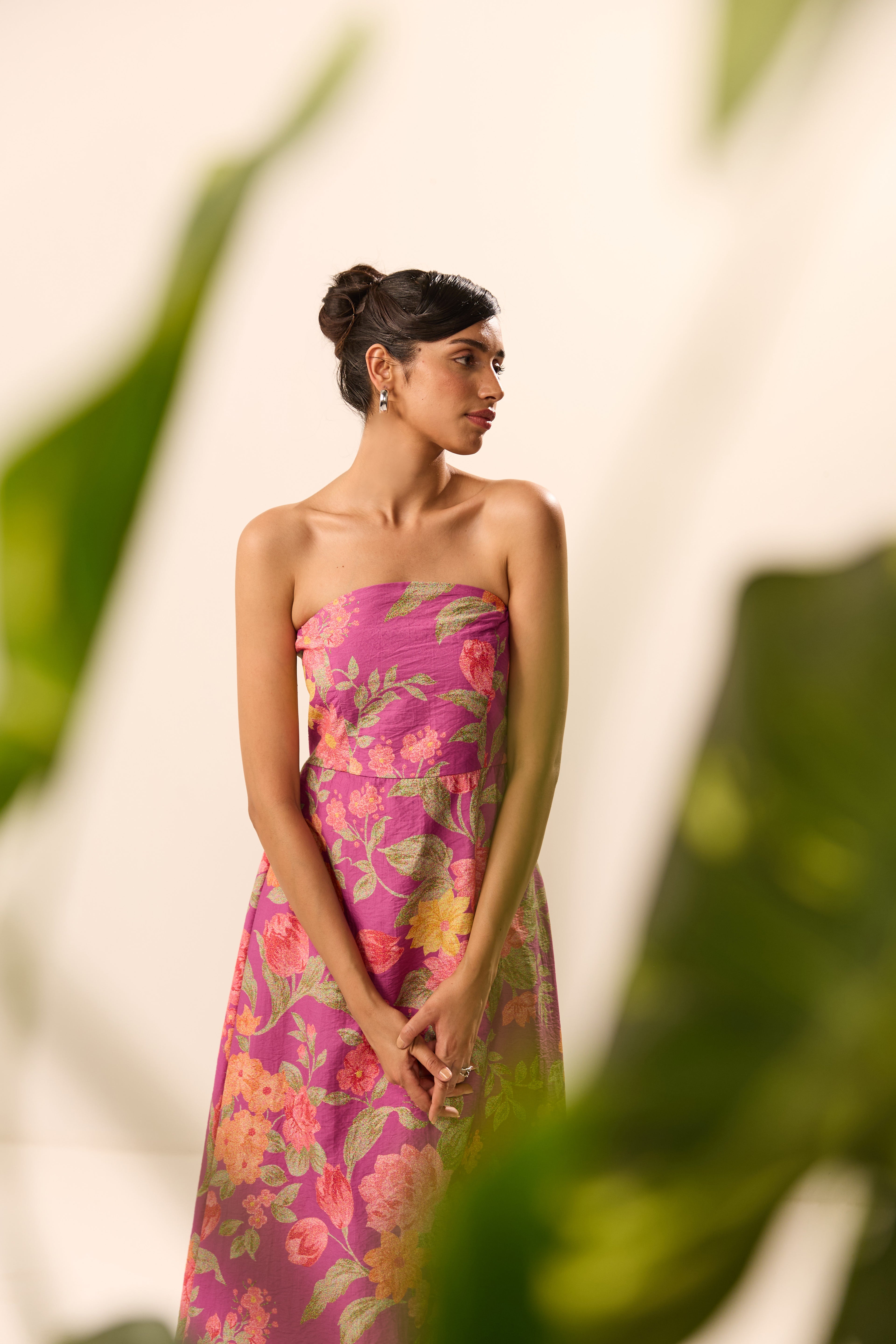 Miranda Purple Floral Off Shoulder Dress