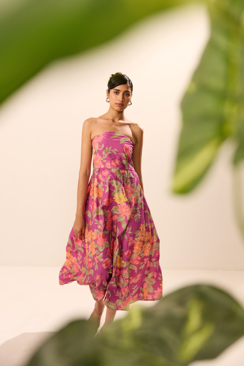 Miranda Purple Floral Off Shoulder Dress
