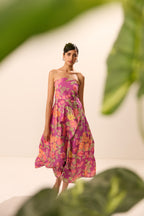 Miranda Purple Floral Off Shoulder Dress