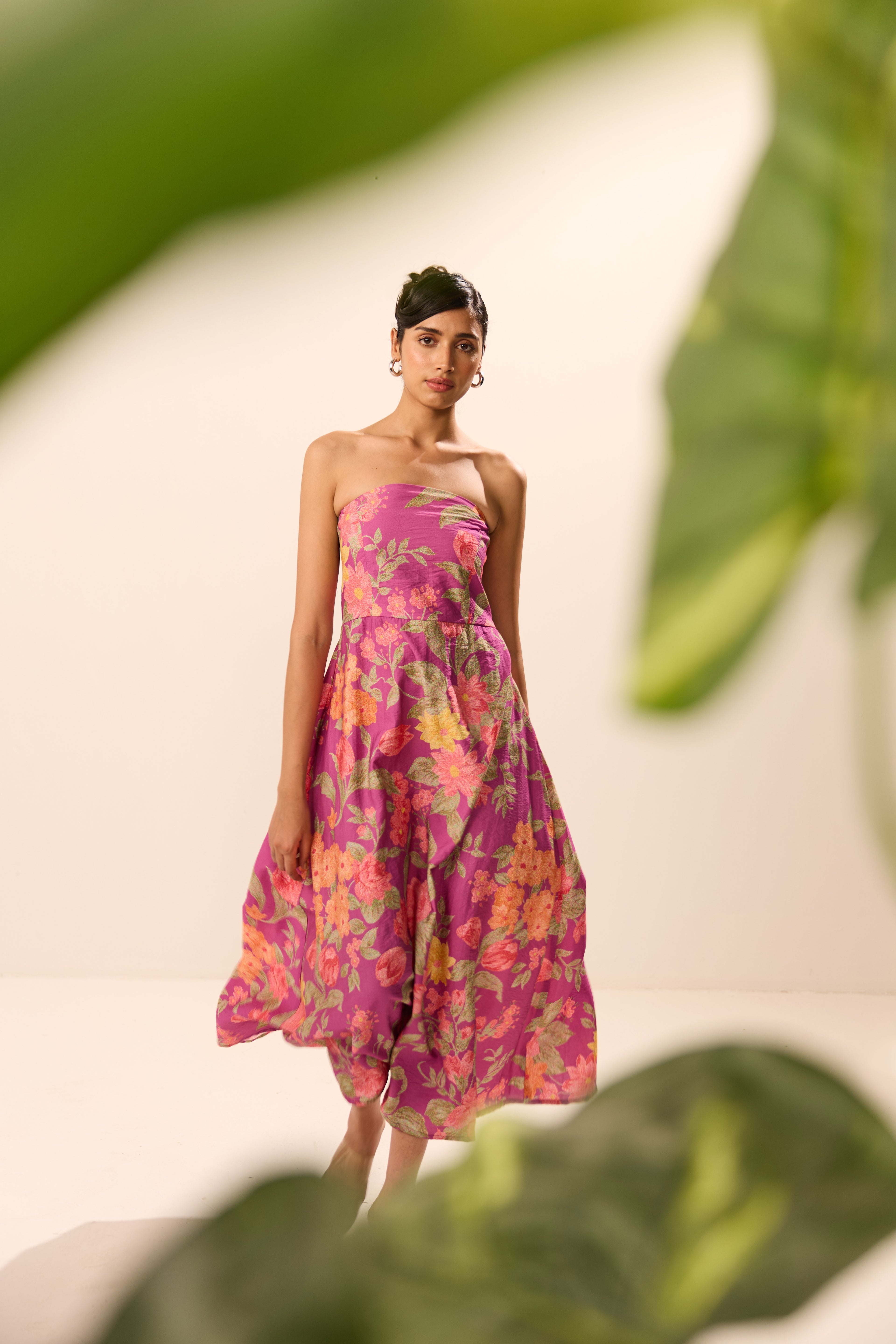 Miranda Purple Floral Off Shoulder Dress