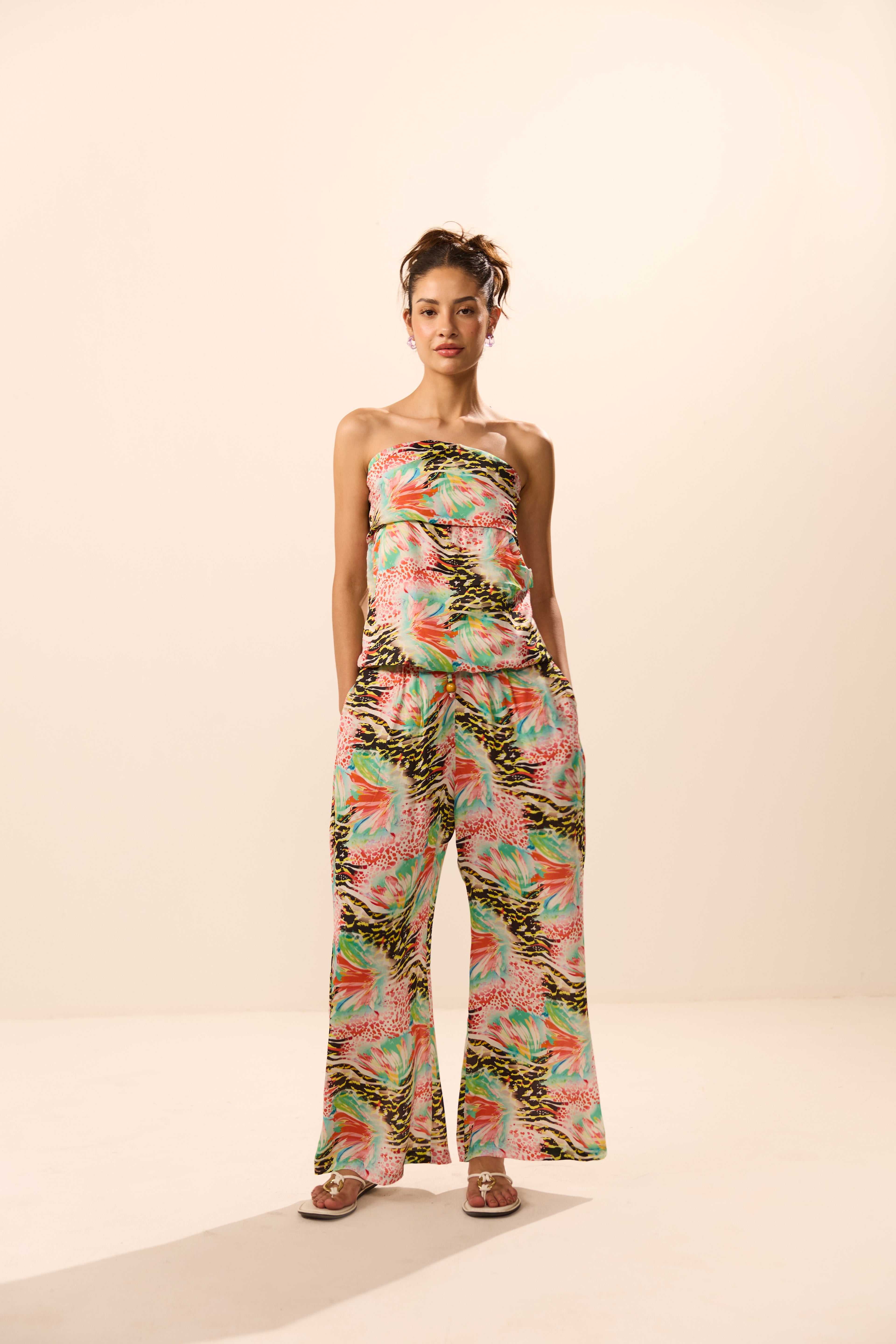 Thalassa Abstract Print Off Shoulder Co-ord Set