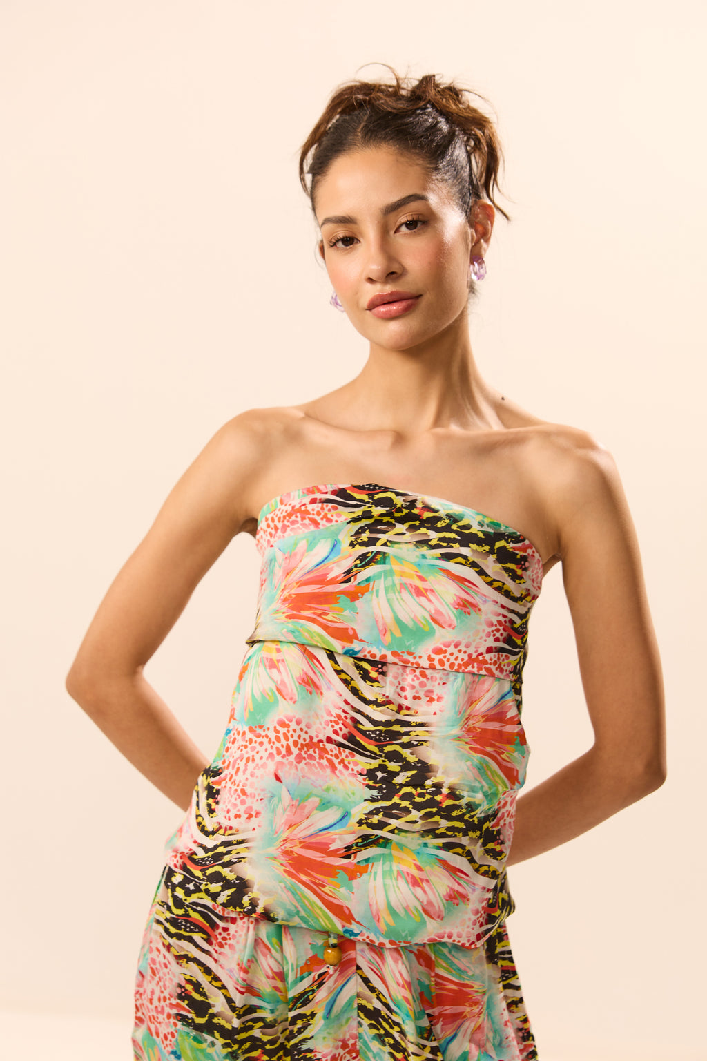 Thalassa Abstract Print Off Shoulder Co-ord Set