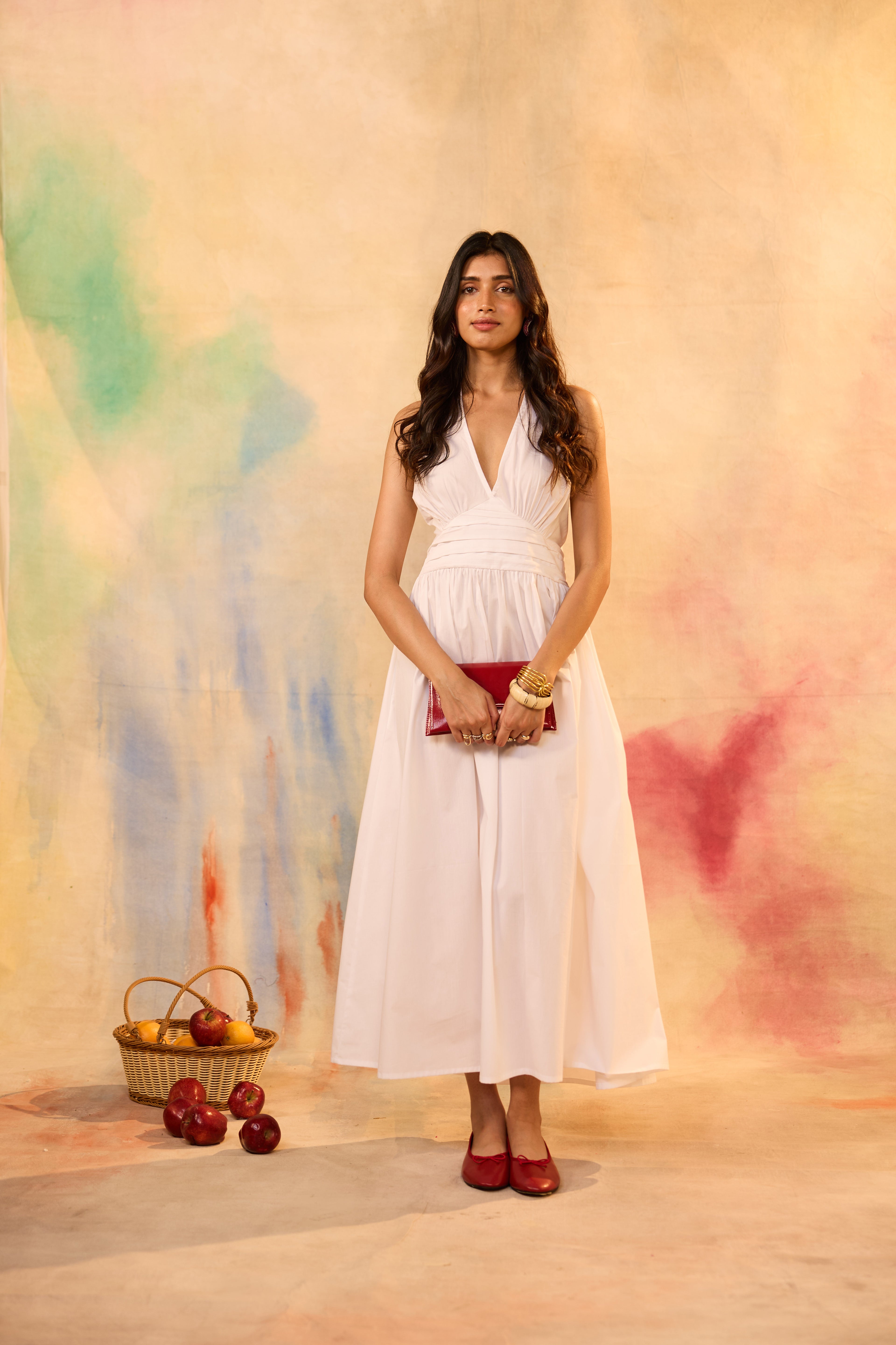 Iris White Halter Tie Knot Dress