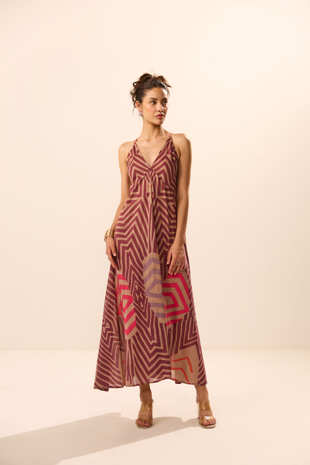 Eva Spaghetti Strap Midi Dress