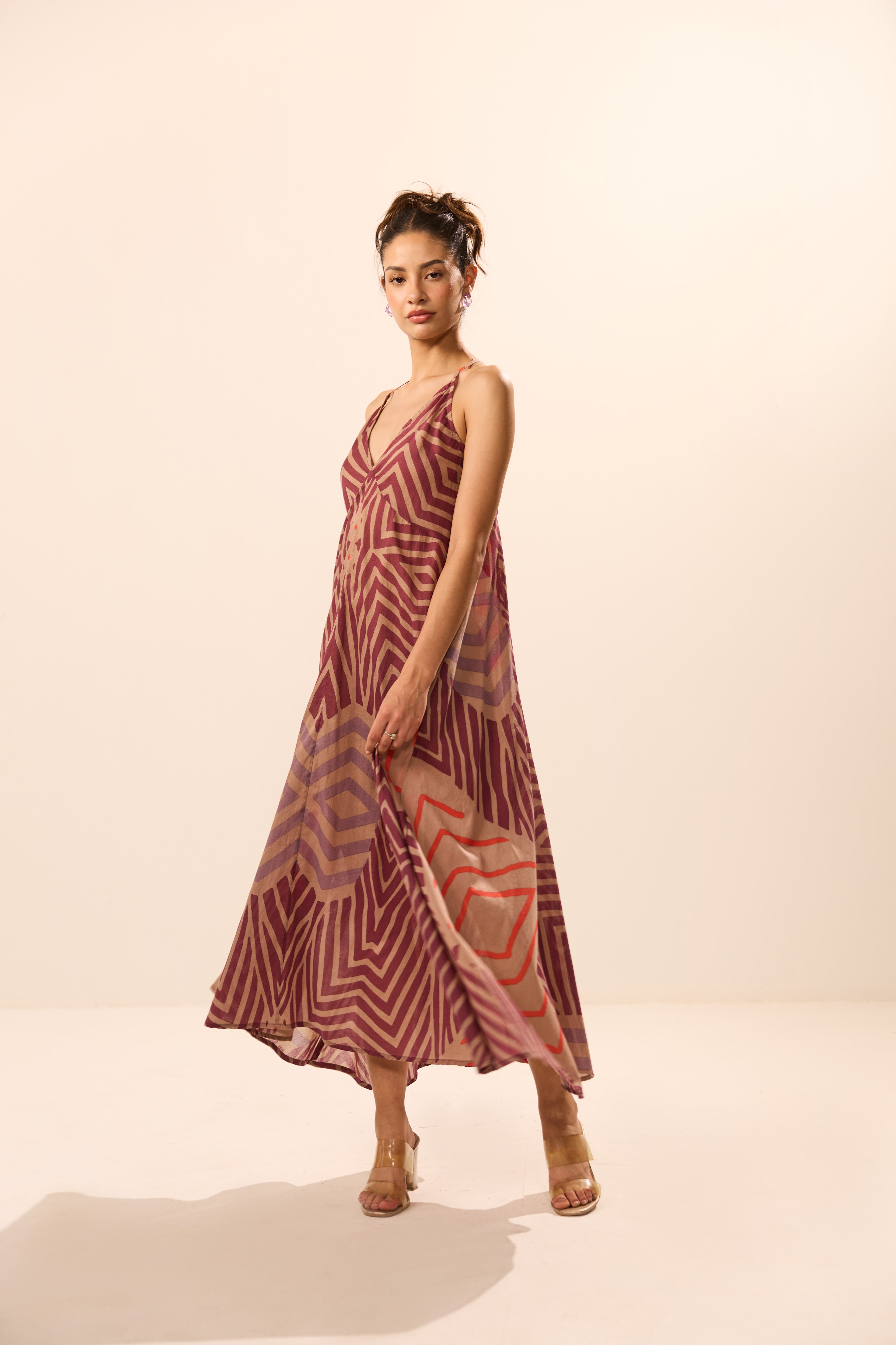 Eva Spaghetti Strap Midi Dress