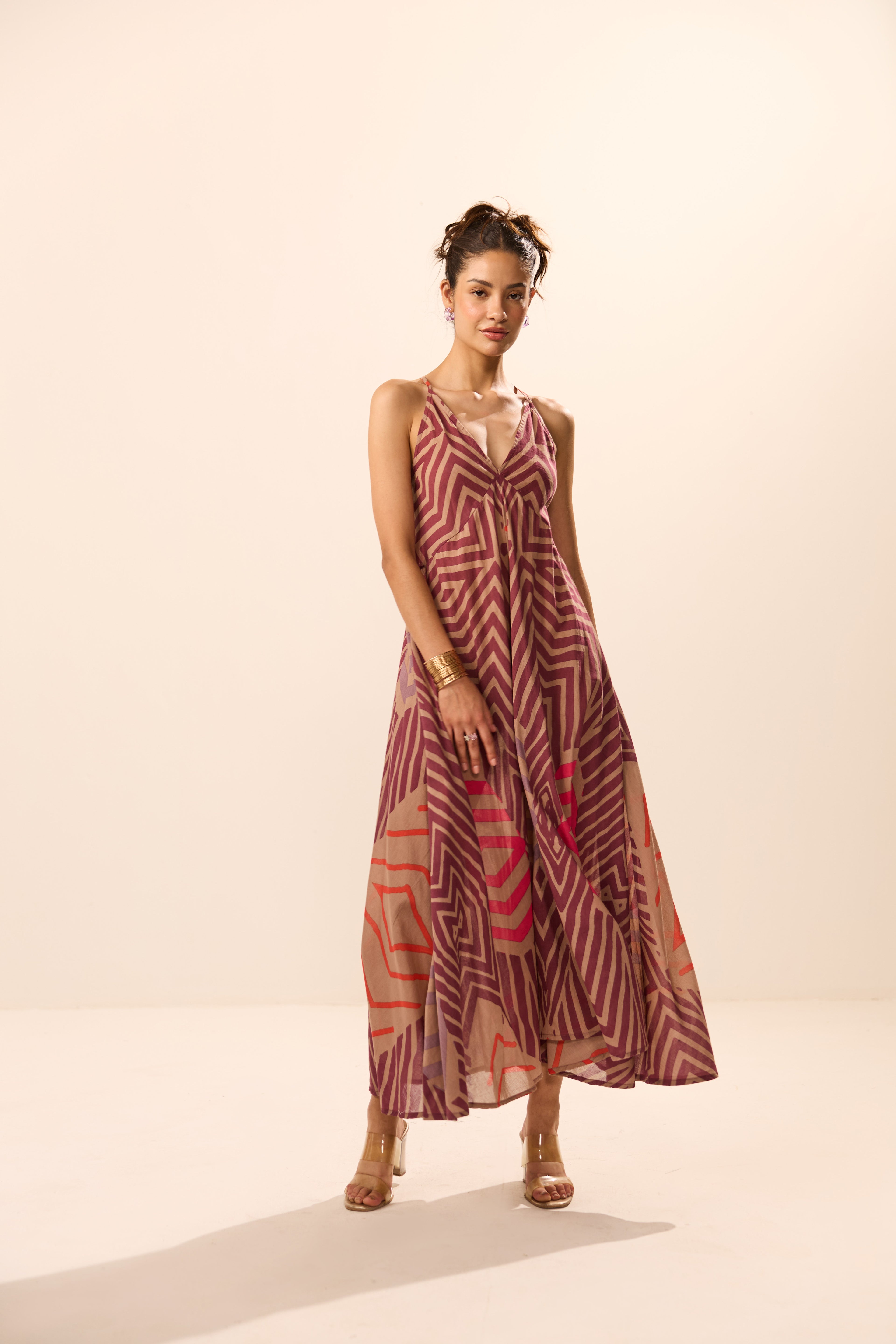 Eva Spaghetti Strap Midi Dress