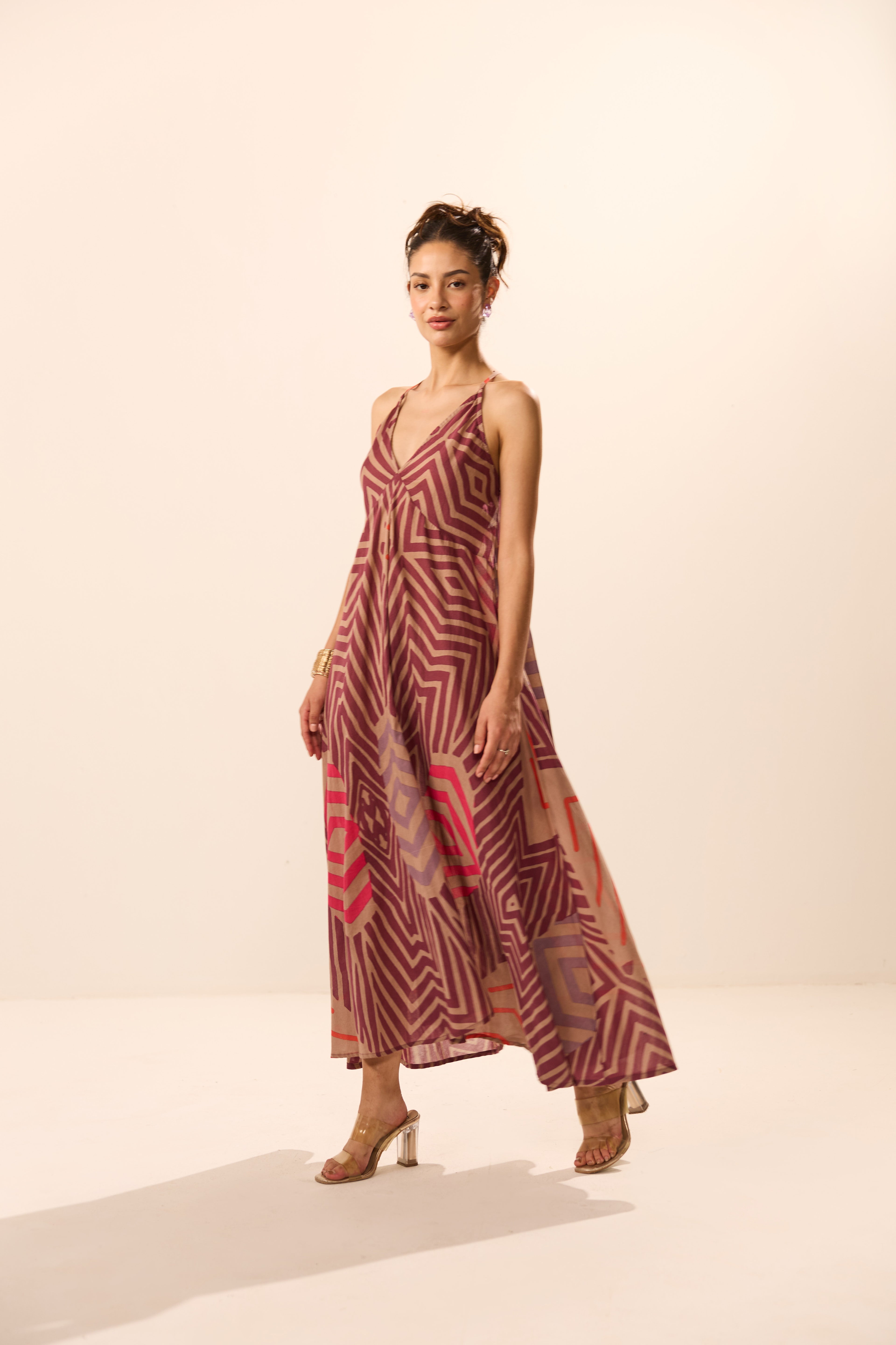 Eva Spaghetti Strap Midi Dress