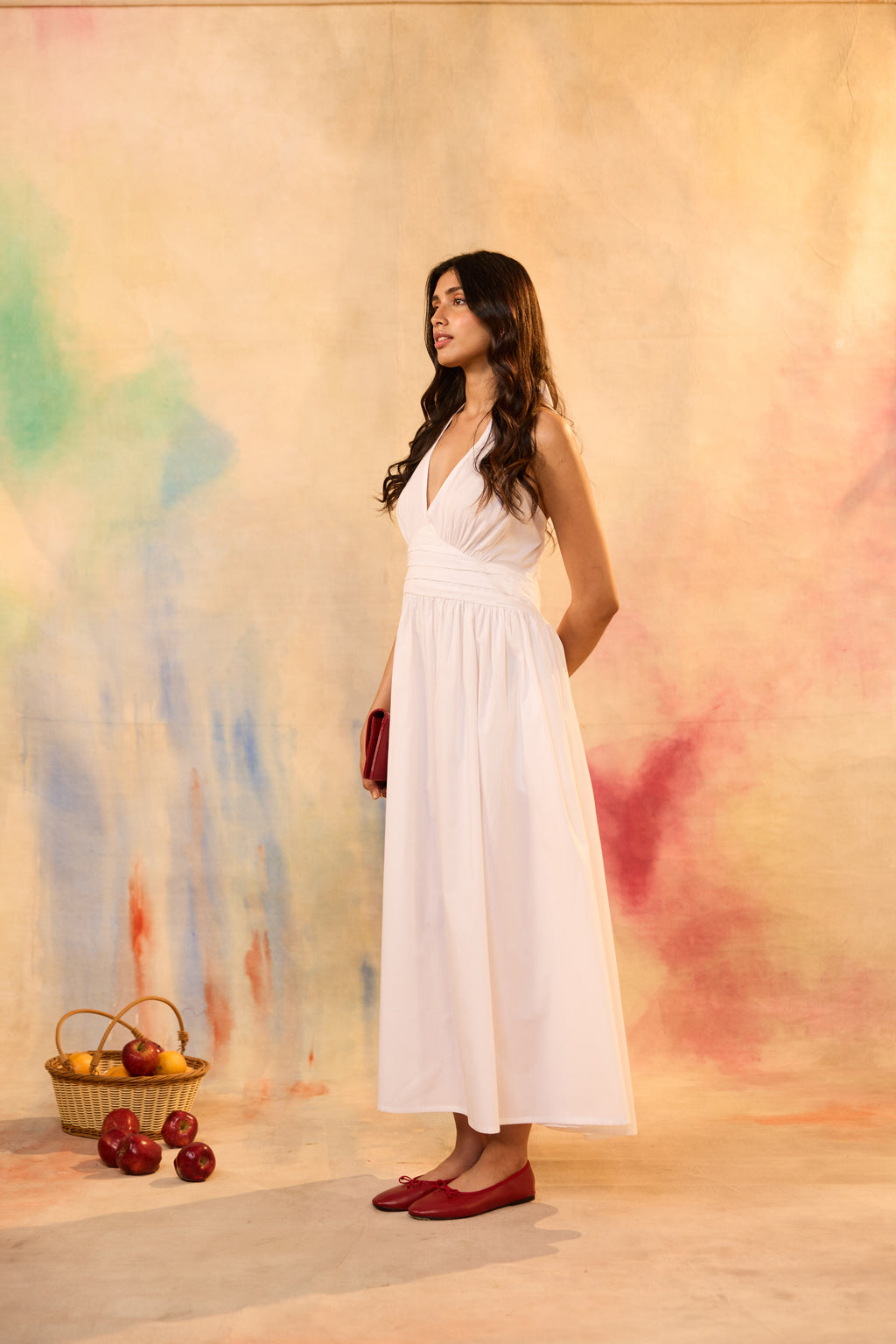 Iris White Halter Tie Knot Dress