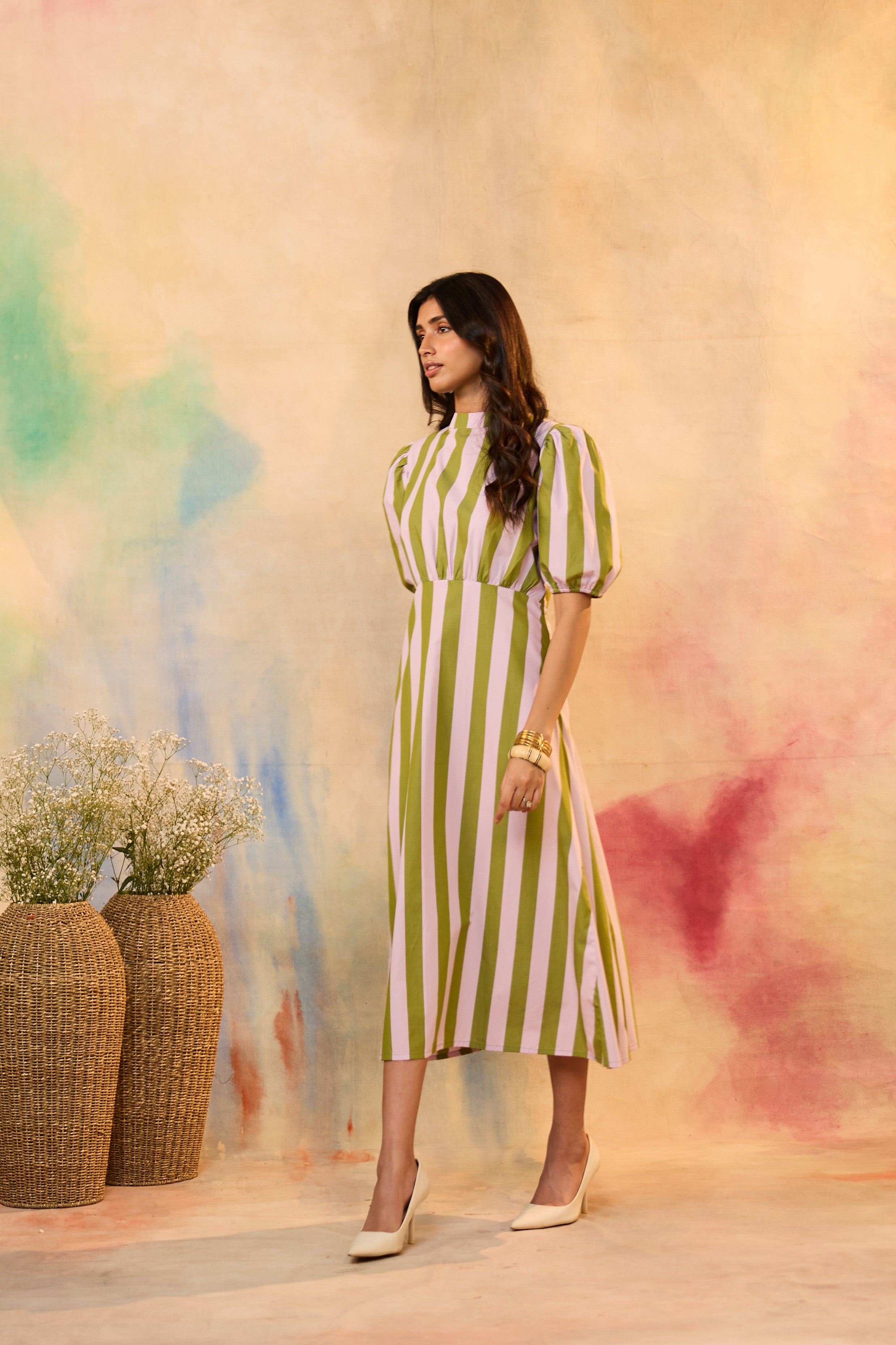 Nooris Striped Midi Dress