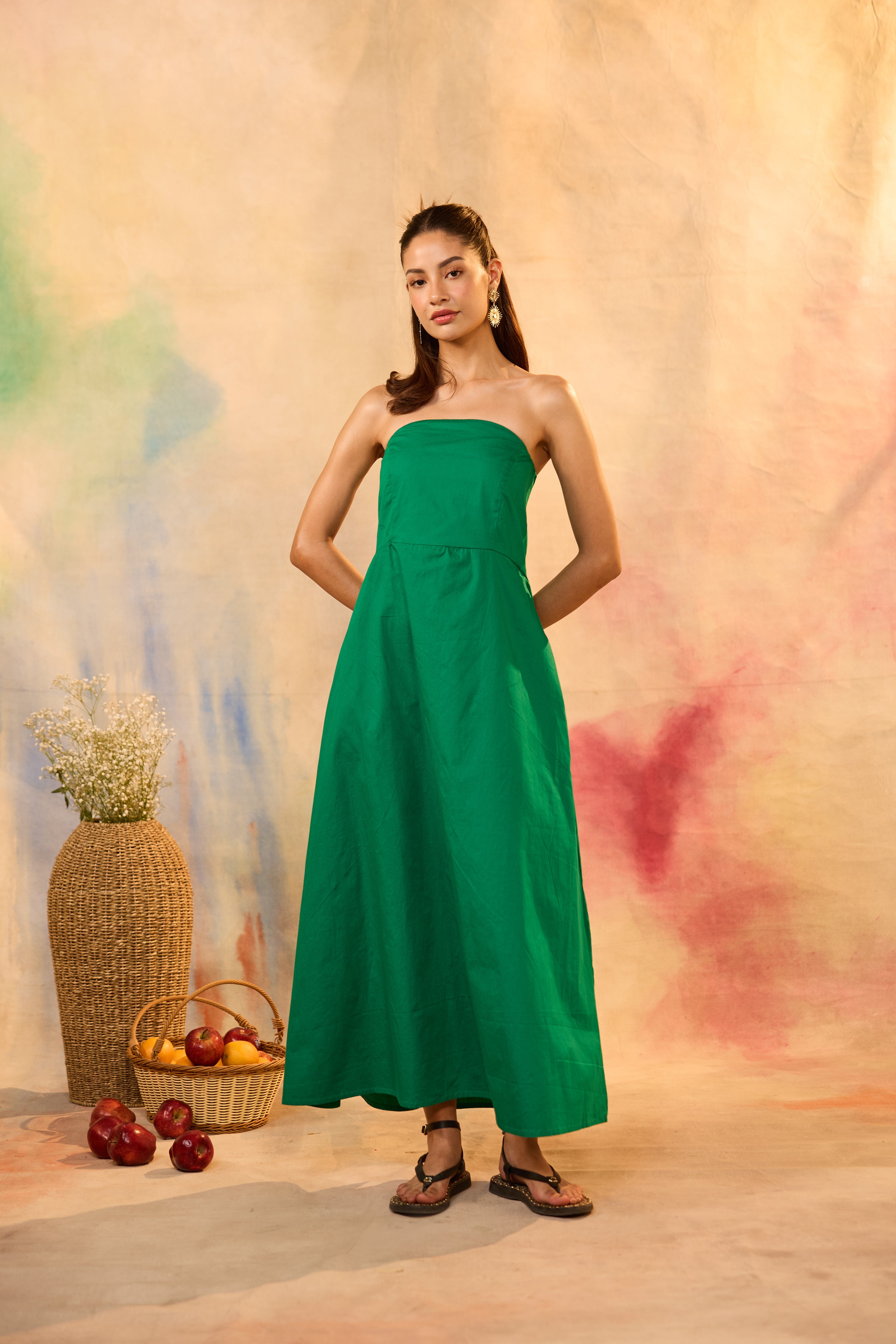 Leana Green Off Shoulder Dress