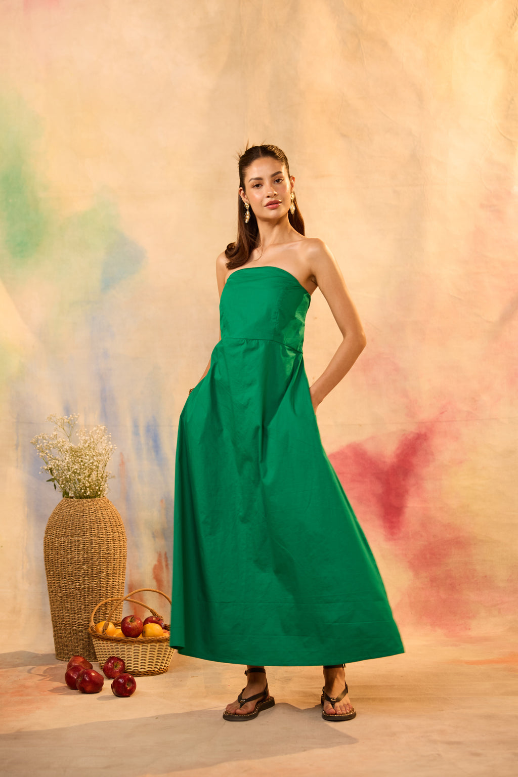 Leana Green Off Shoulder Dress
