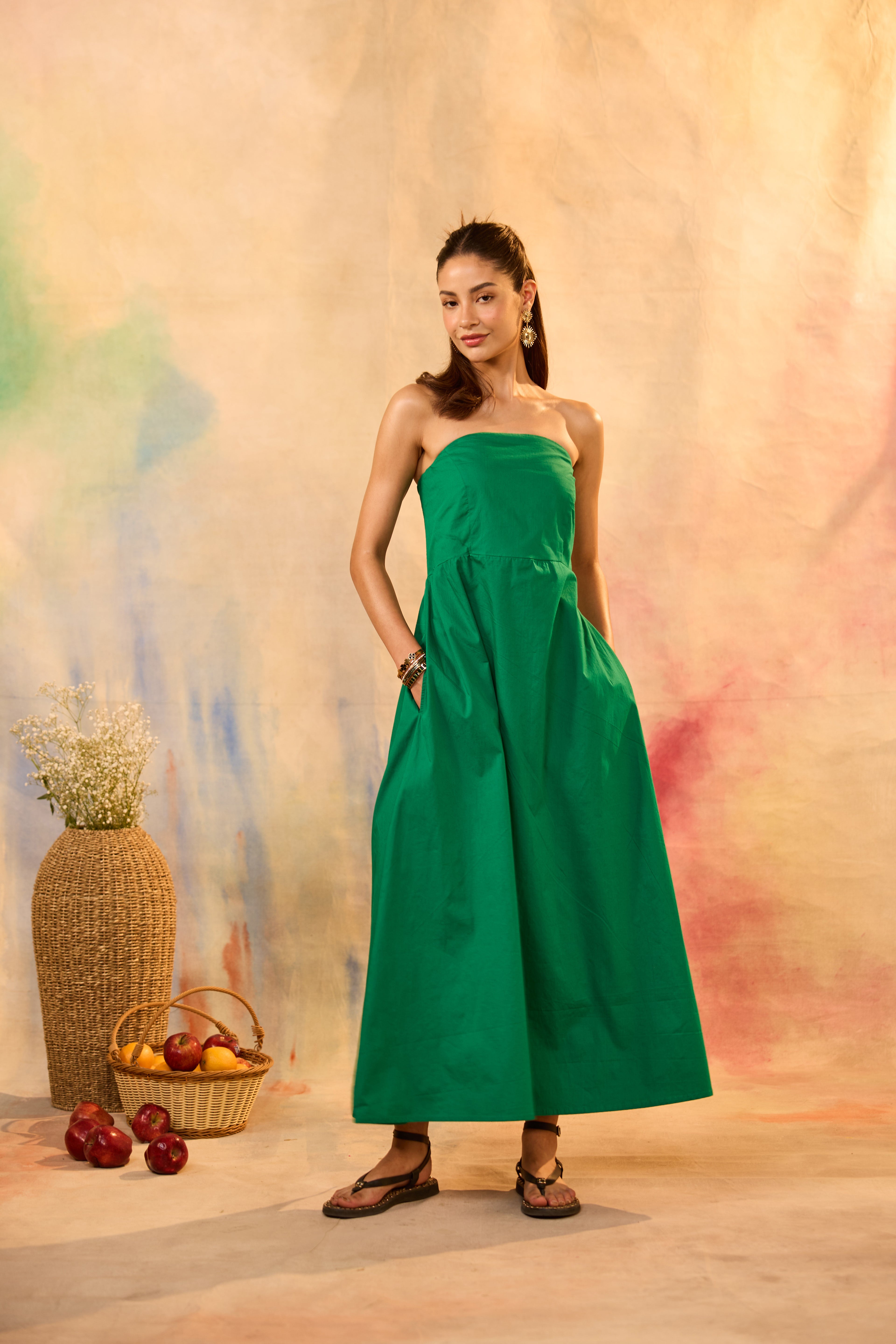 Leana Green Off Shoulder Dress
