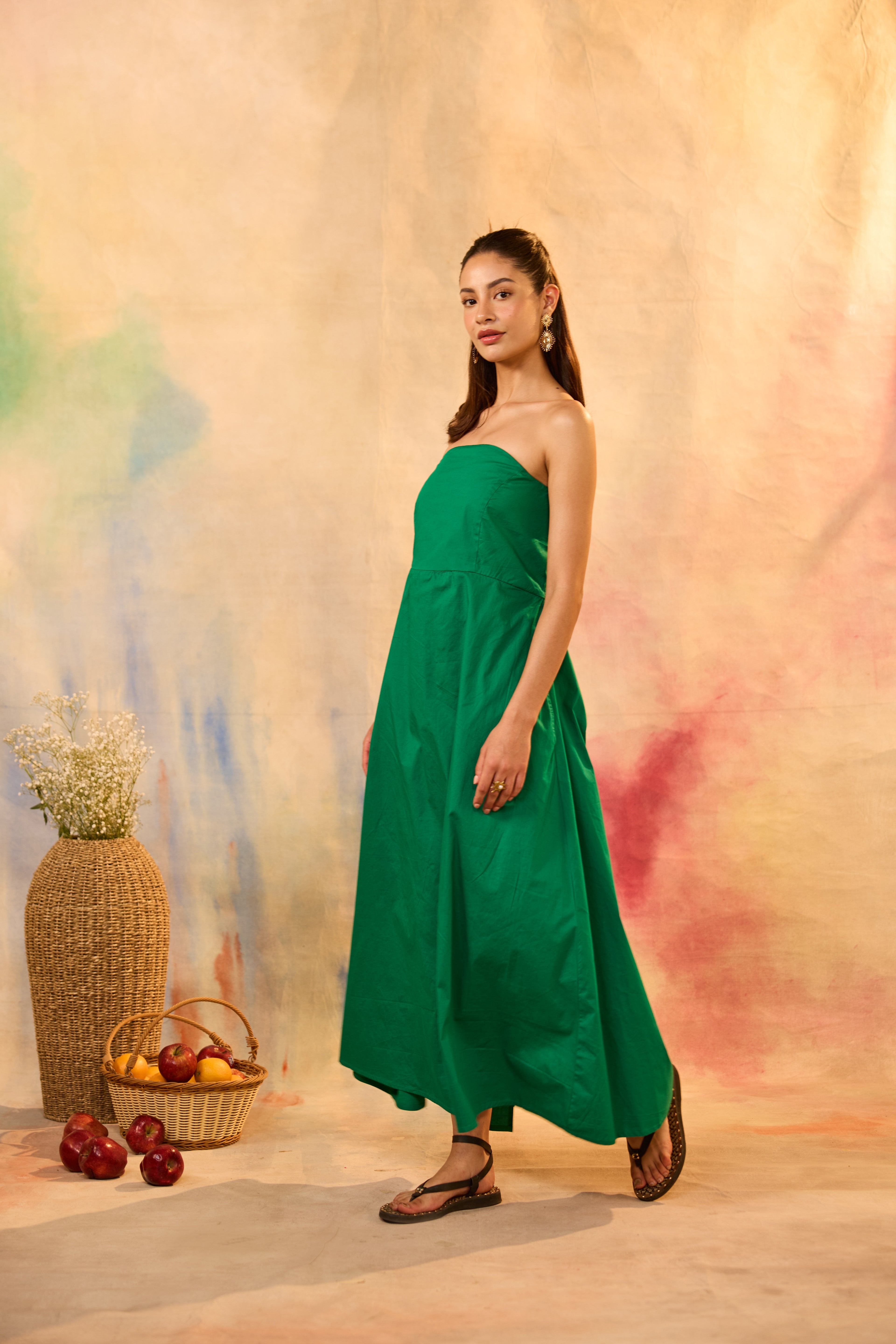 Leana Green Off Shoulder Dress