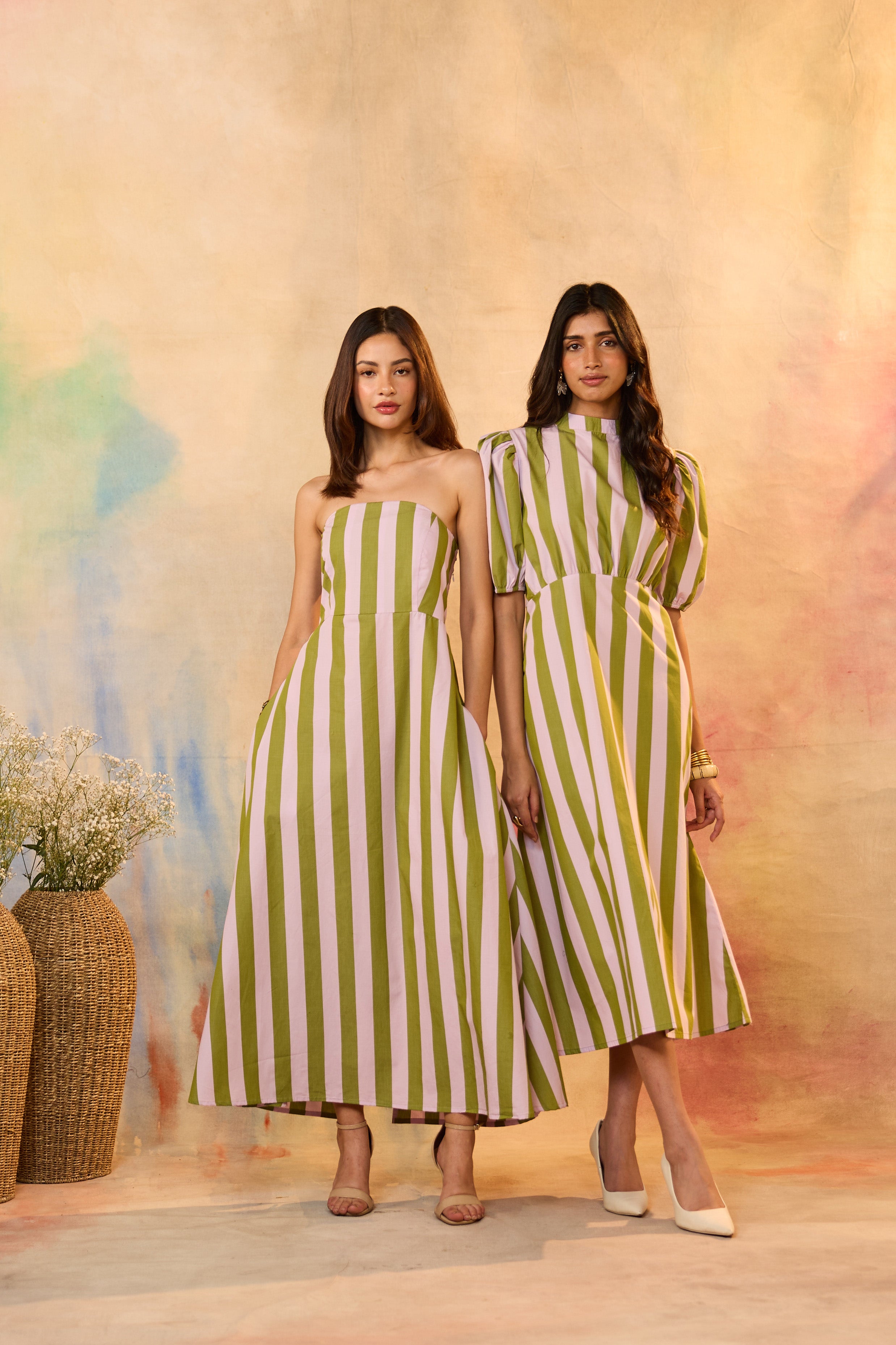 Nooris Striped Midi Dress