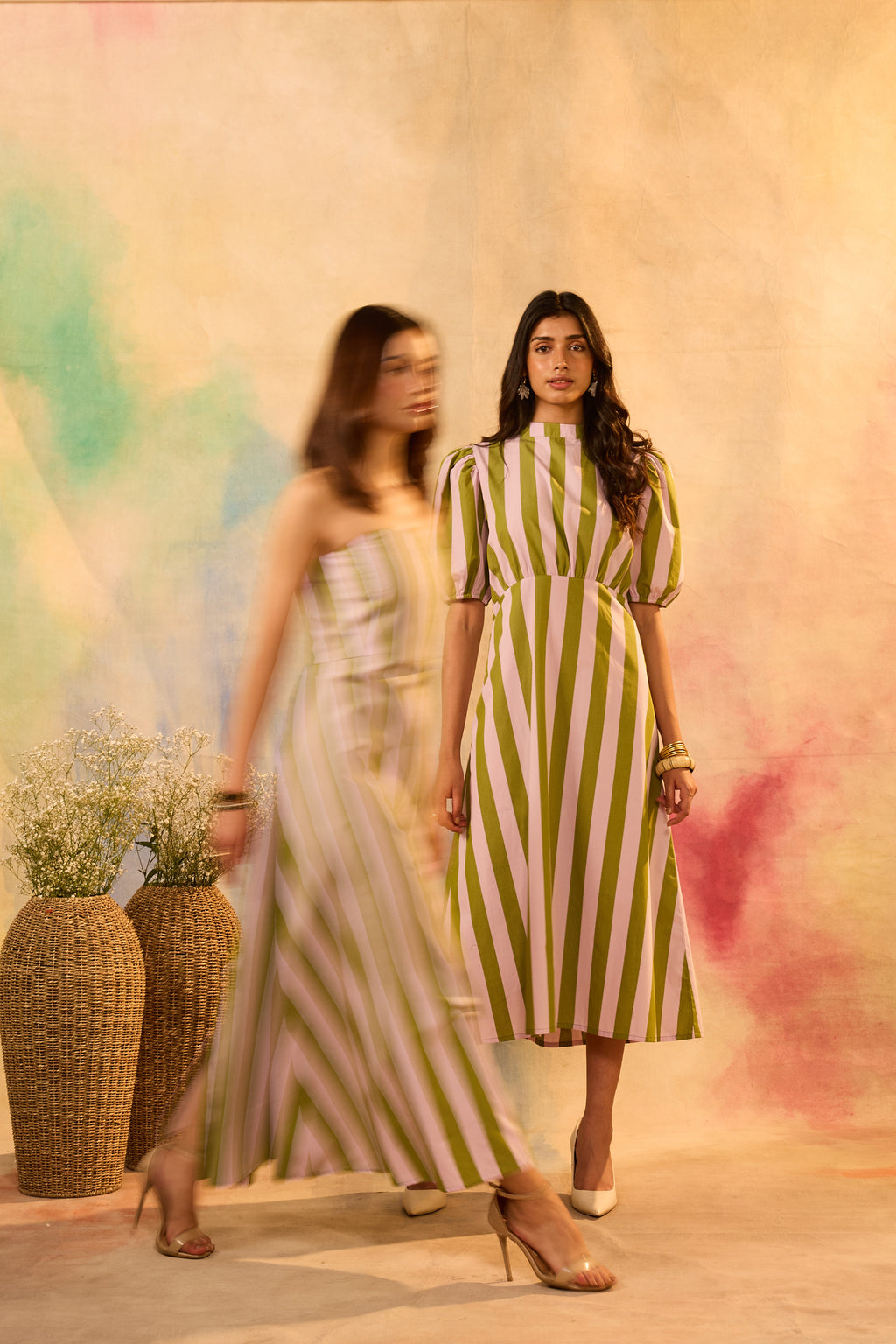 Nooris Striped Midi Dress