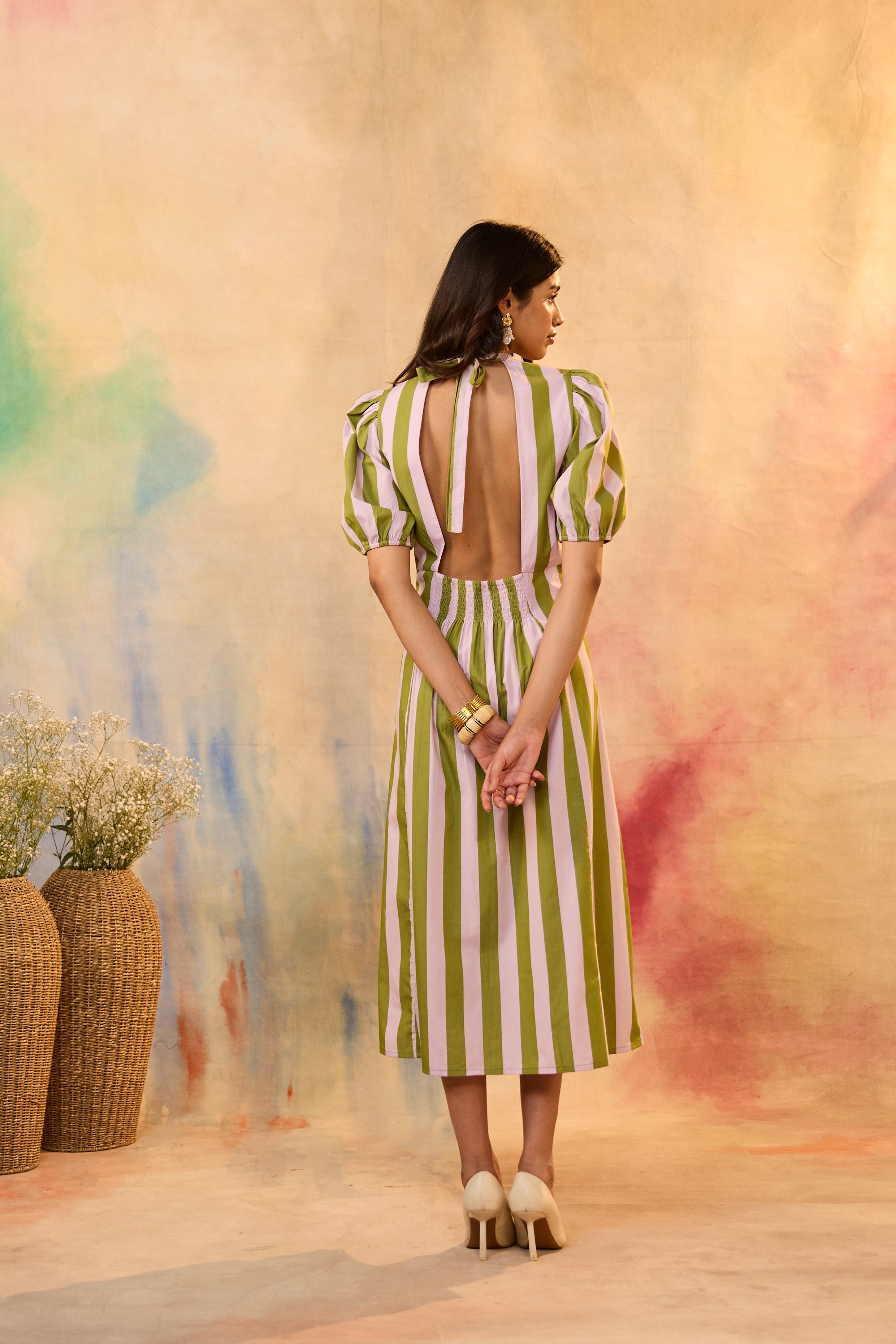 Nooris Striped Midi Dress